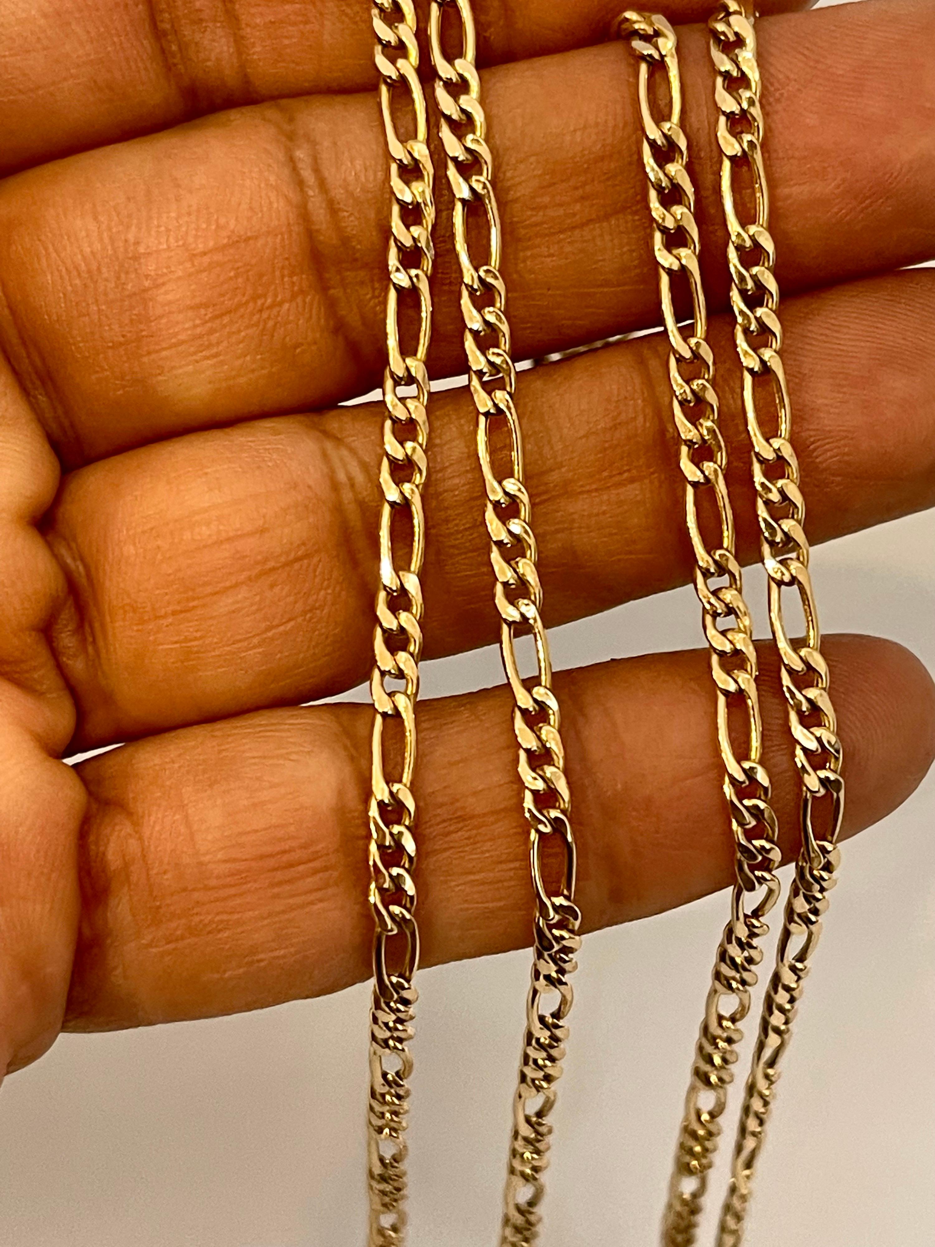 Collana vintage con catena Figaro in oro giallo 14 carati da 4 gm in vendita 1