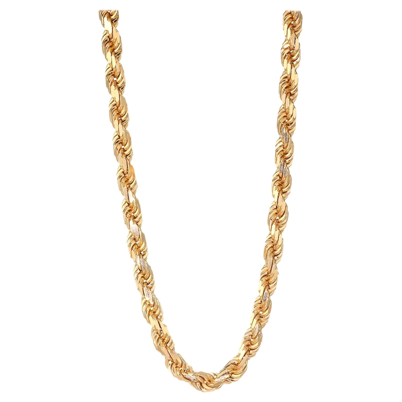 Collar Vintage de Oro Amarillo de 14 Kilates de 43,8 Gm, Cadena de Cuerda, 8,2 mm, 24 