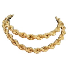 Vintage 14 Karat Yellow Gold 43.8 Gm, Rope Chain, 8.2 mm Necklace, 24 " Long