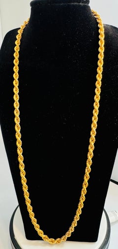 Vintage 14 Karat Yellow Gold 49.2 Gm, Rope Chain, 3.3 mm Necklace, 36 " Long