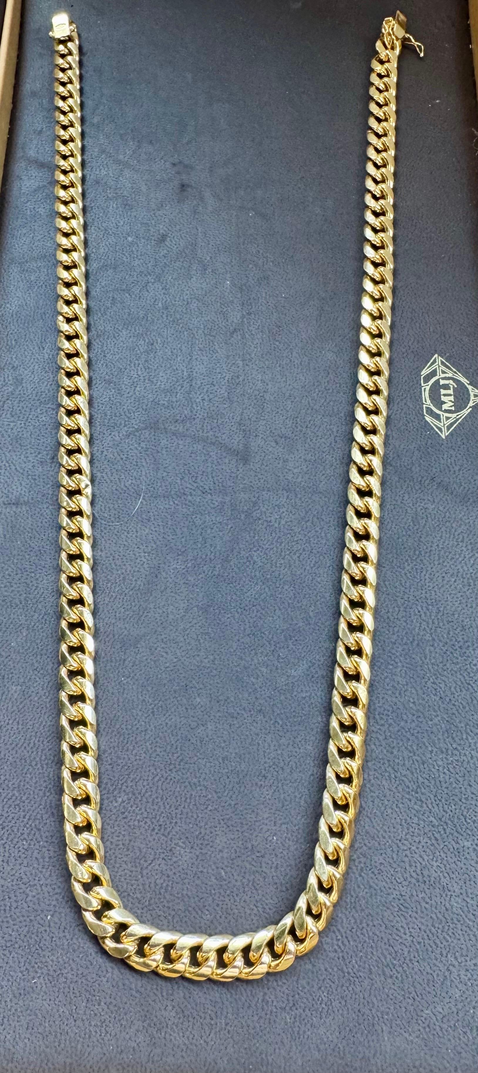 Oro amarillo de 14 quilates vintage 54,7 Gm Cadena italiana de eslabones cubanos Miami unisex, 24 pulgadas en venta 6