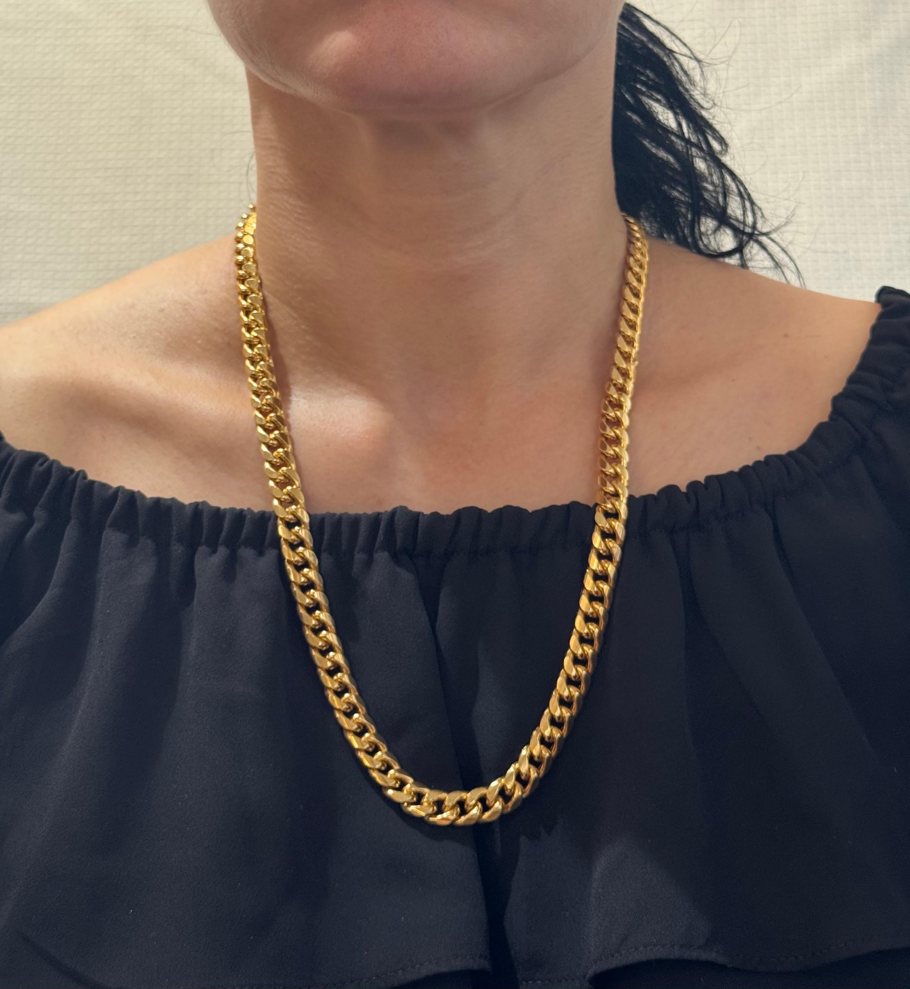 Oro amarillo de 14 quilates vintage 54,7 Gm Cadena italiana de eslabones cubanos Miami unisex, 24 pulgadas en venta 7