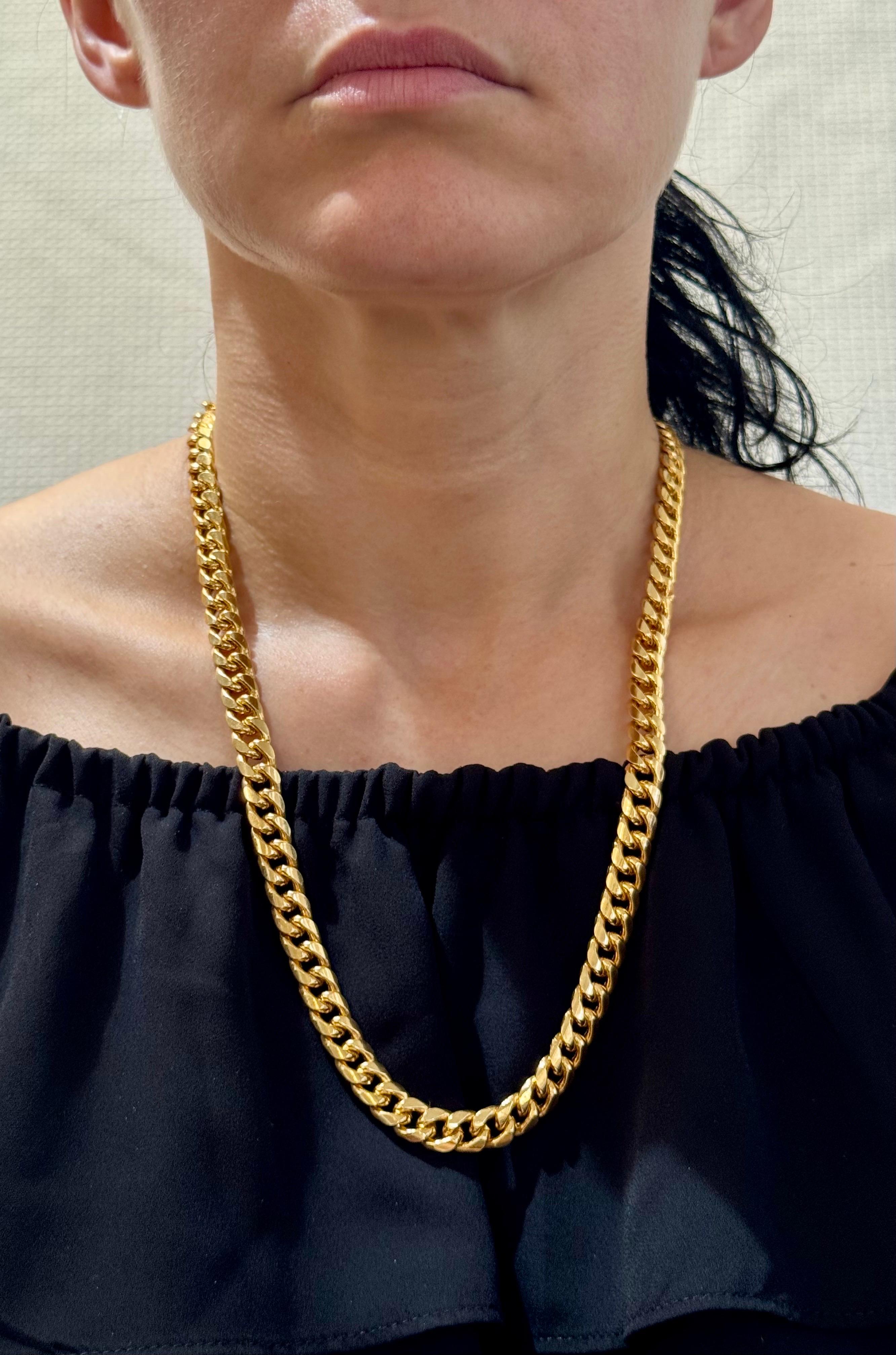 Oro amarillo de 14 quilates vintage 54,7 Gm Cadena italiana de eslabones cubanos Miami unisex, 24 pulgadas en venta 9