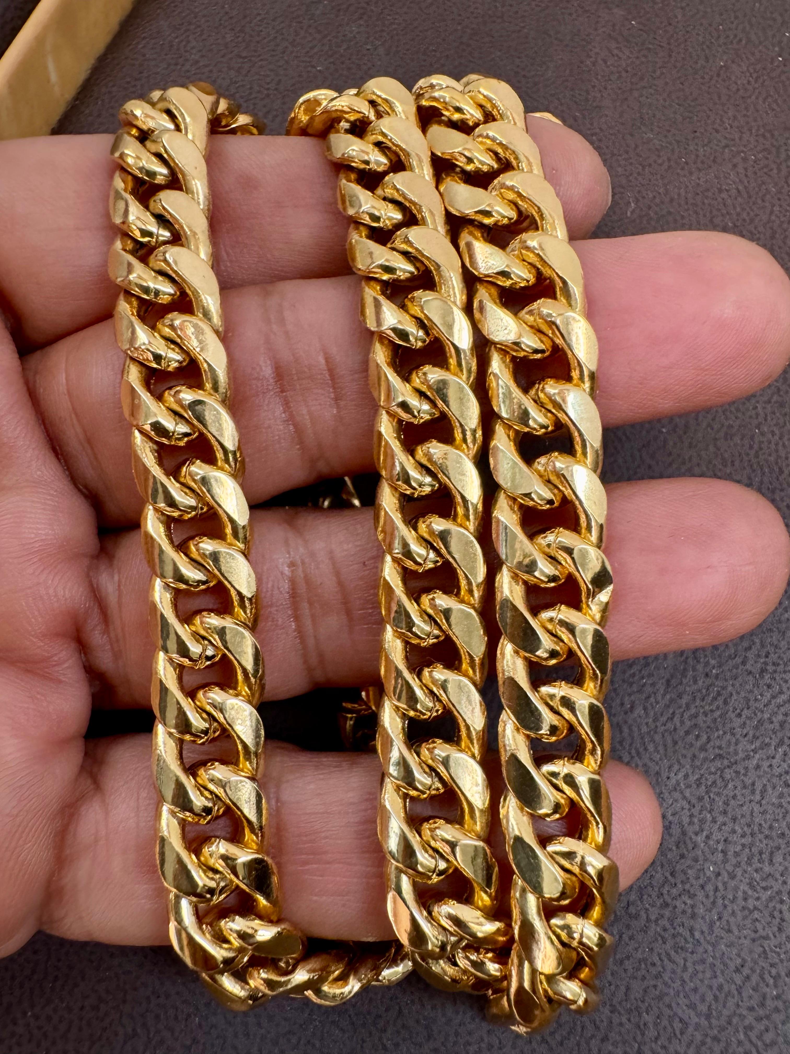 Oro amarillo de 14 quilates vintage 54,7 Gm Cadena italiana de eslabones cubanos Miami unisex, 24 pulgadas en Excelente estado para la venta en New York, NY