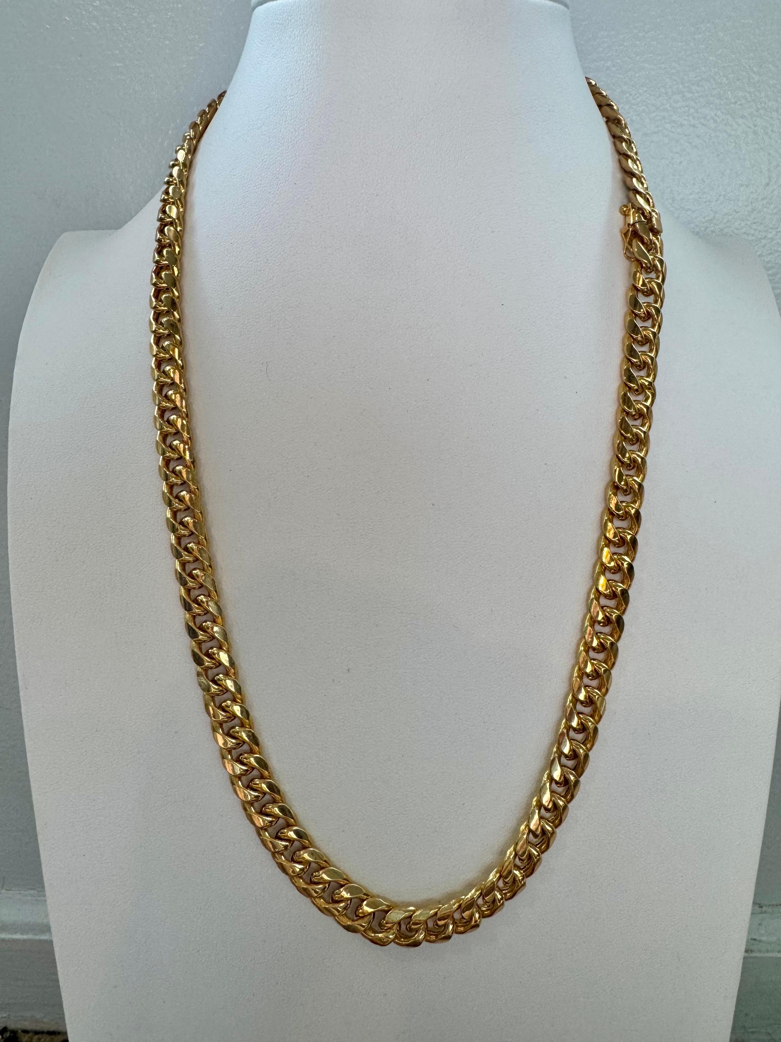 Oro amarillo de 14 quilates vintage 54,7 Gm Cadena italiana de eslabones cubanos Miami unisex, 24 pulgadas en venta 4