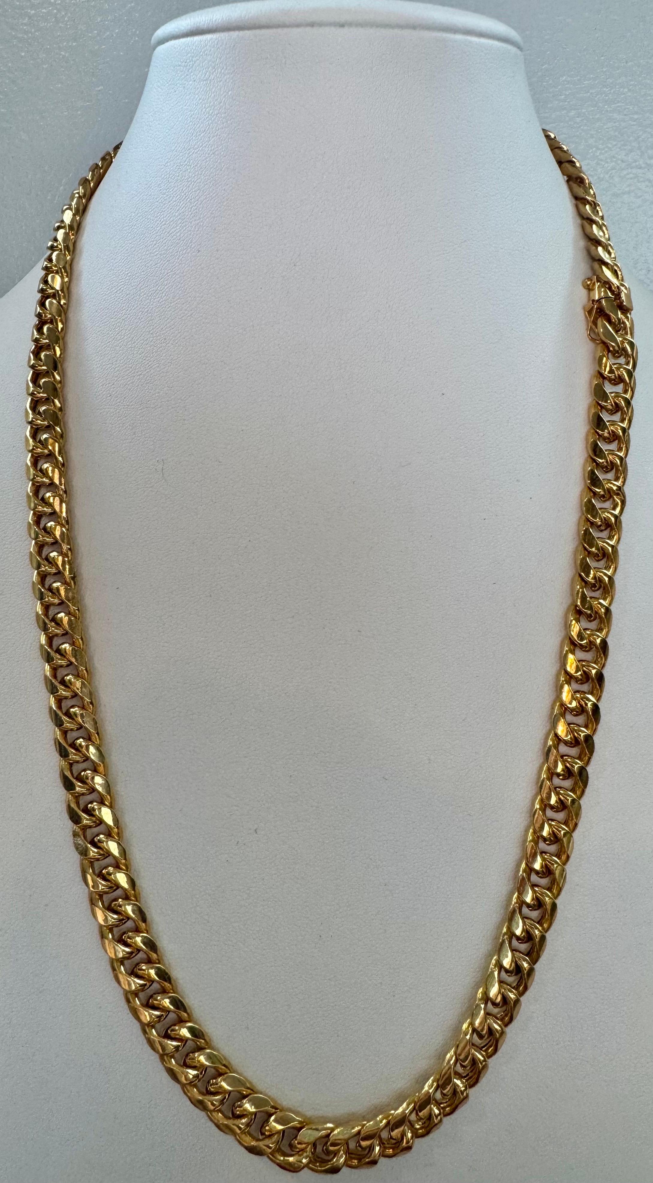 Oro amarillo de 14 quilates vintage 54,7 Gm Cadena italiana de eslabones cubanos Miami unisex, 24 pulgadas en venta 5