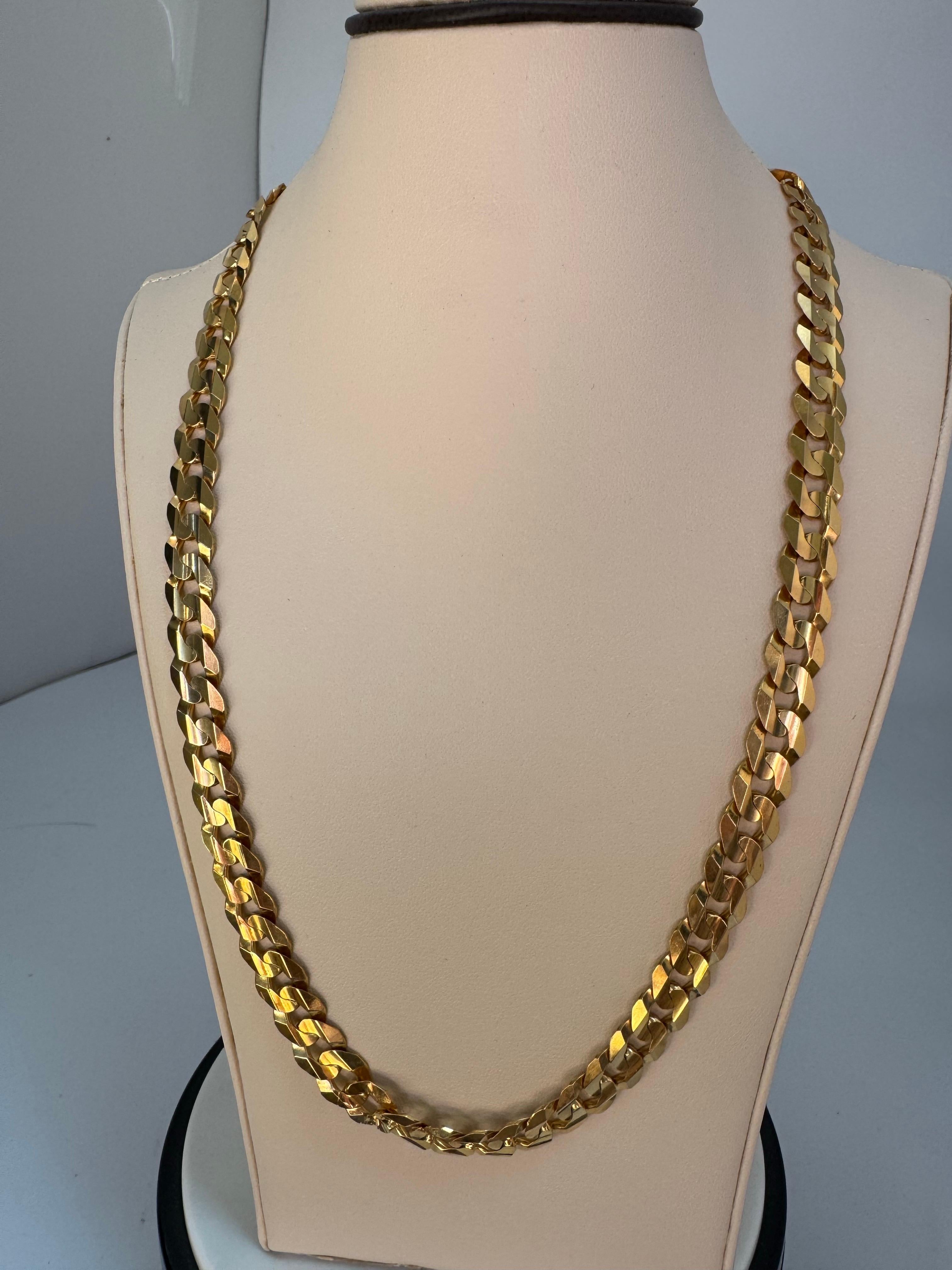 Vintage 14 Karat Yellow Gold 60 Gm Miami Cuban Link Italian Chain Unisex, 22