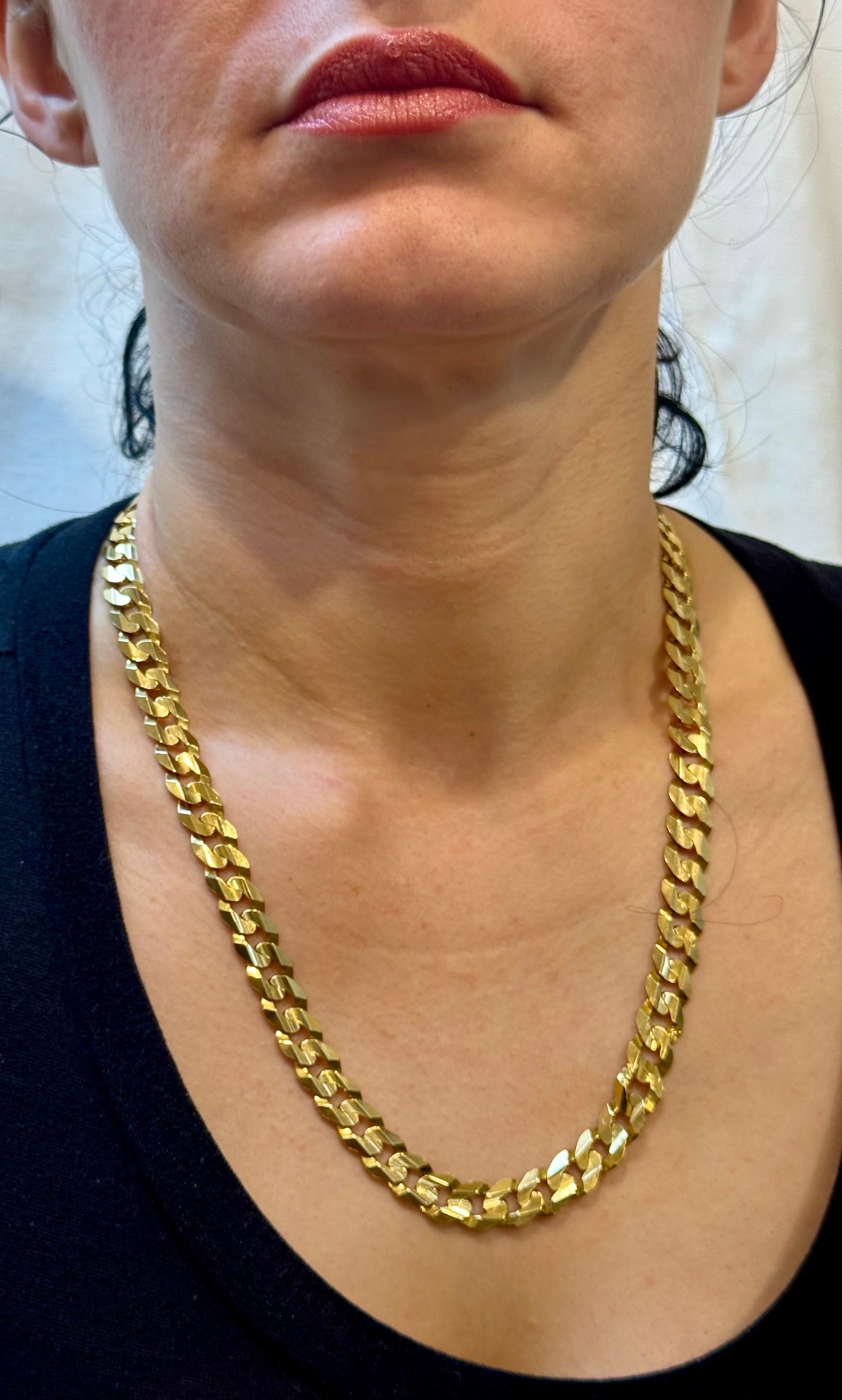 Vintage 14 Karat Yellow Gold 60 Gm Miami Cuban Link Italian Chain Unisex, 22