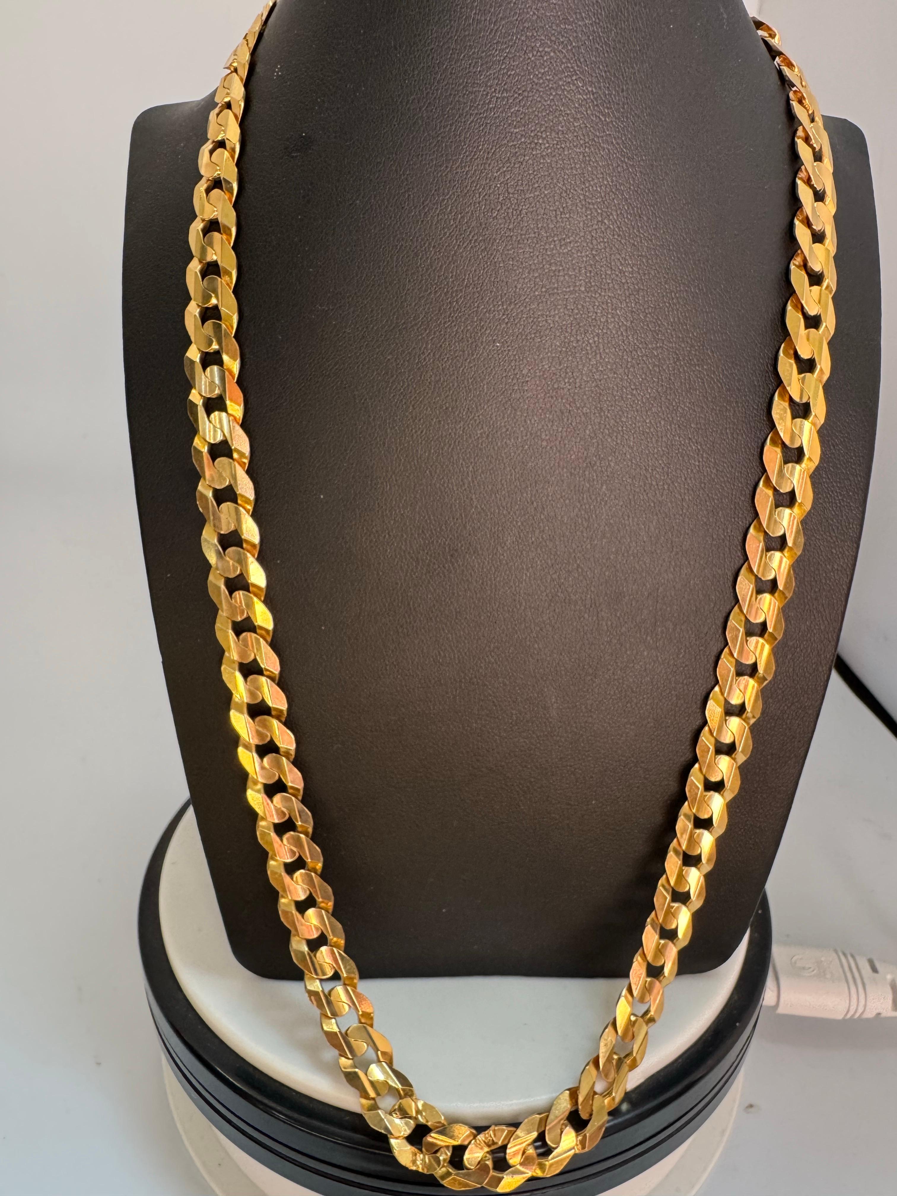 Vintage 14 Karat Yellow Gold 60 Gm Miami Cuban Link Italian Chain Unisex, 22