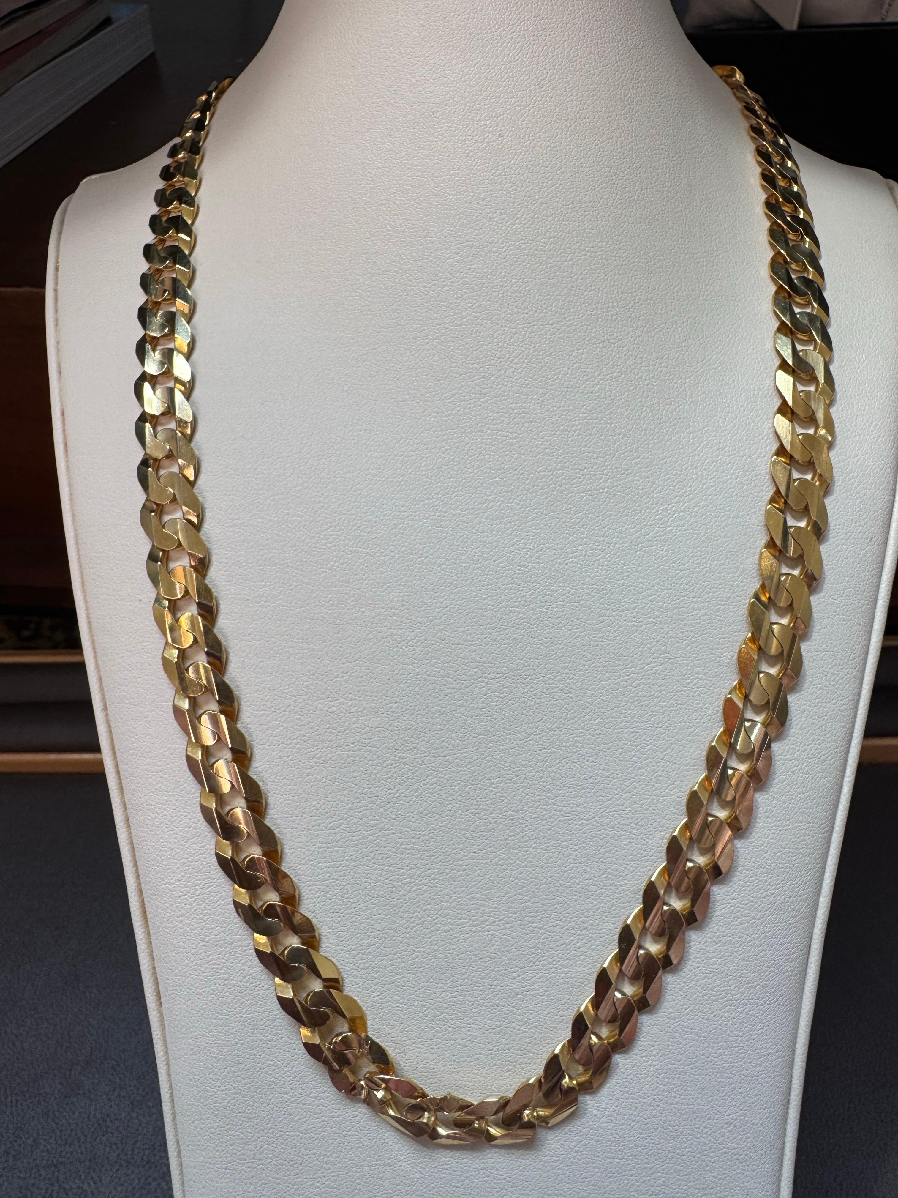 Vintage 14 Karat Yellow Gold 60 Gm Miami Cuban Link Italian Chain Unisex, 22