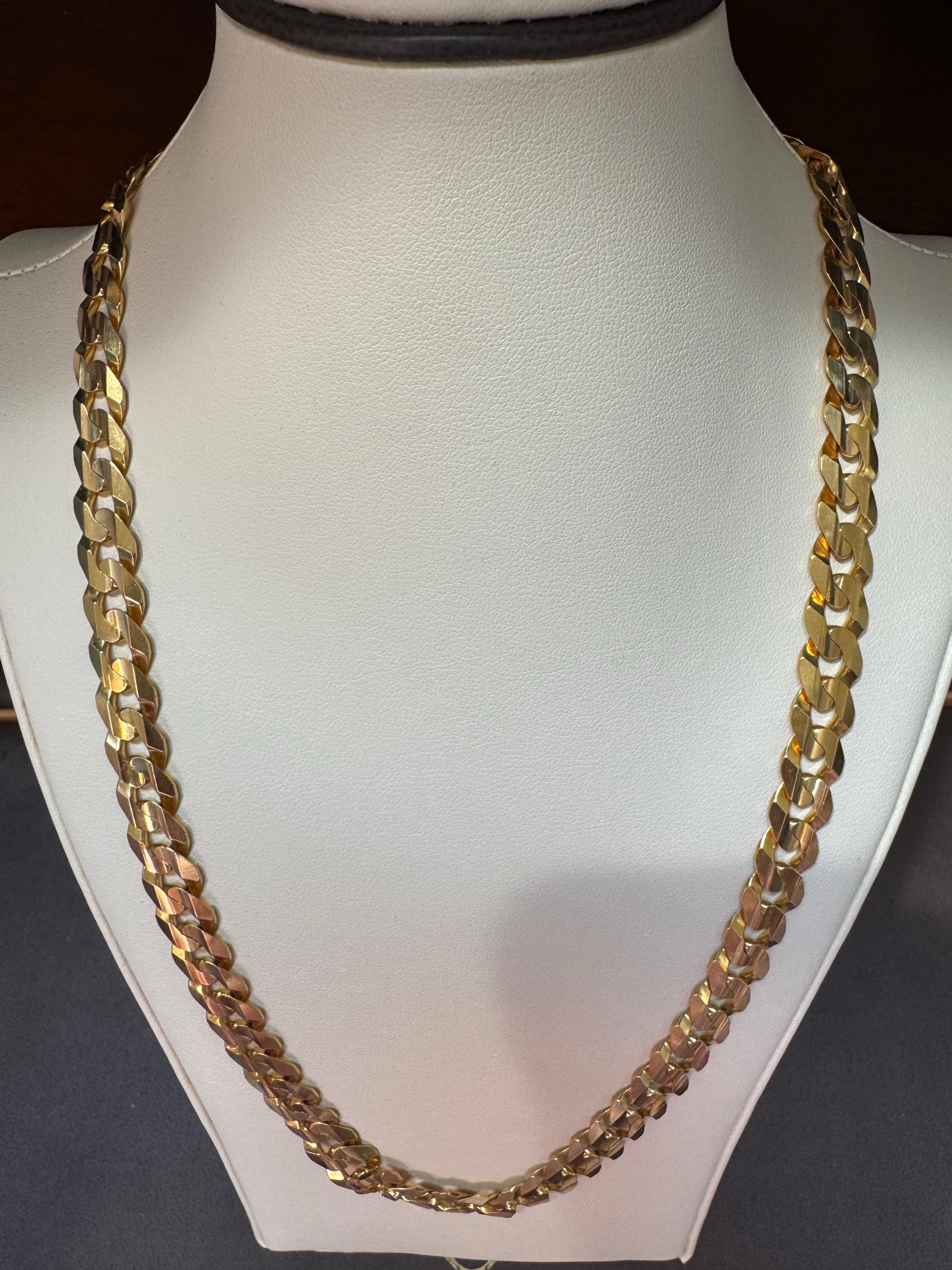 Vintage 14 Karat Yellow Gold 60 Gm Miami Cuban Link Italian Chain Unisex, 22