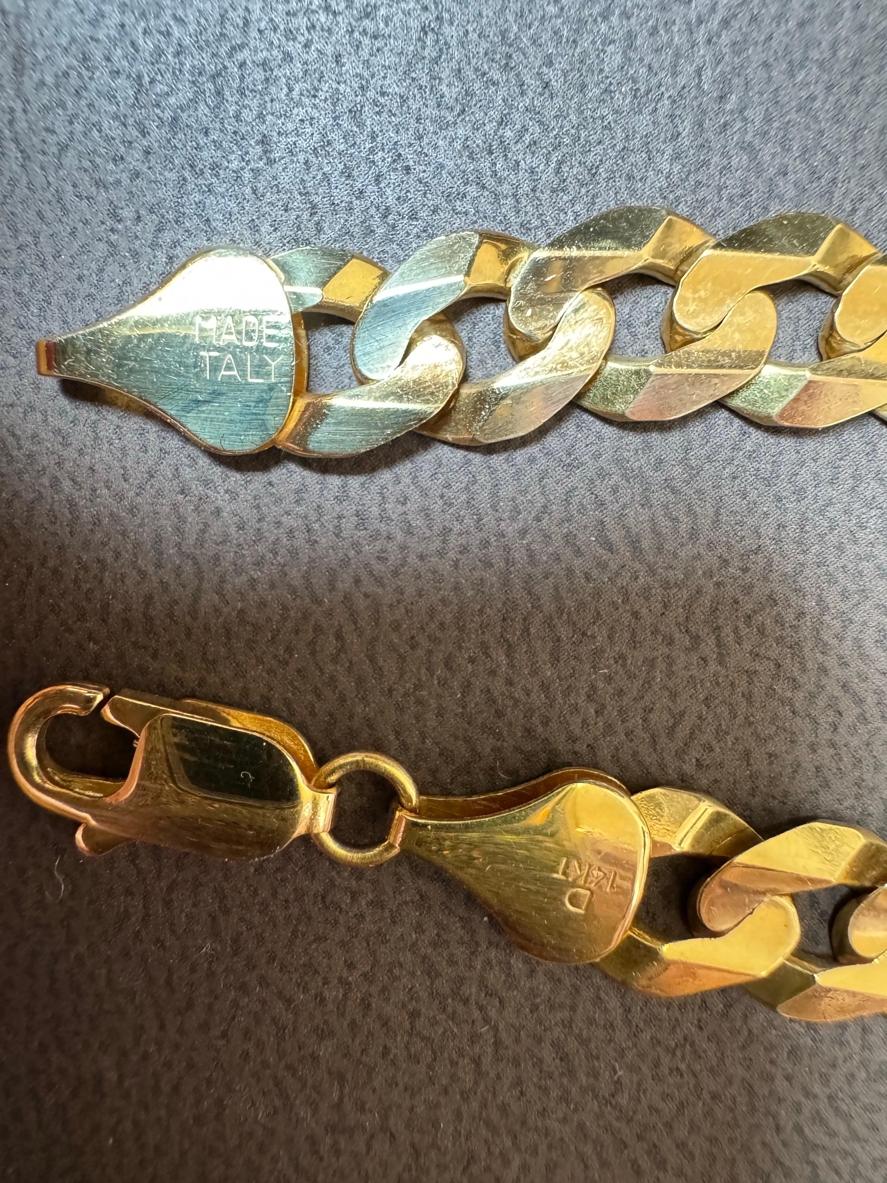 Vintage 14 Karat Yellow Gold 60 Gm Miami Cuban Link Italian Chain Unisex, 22
