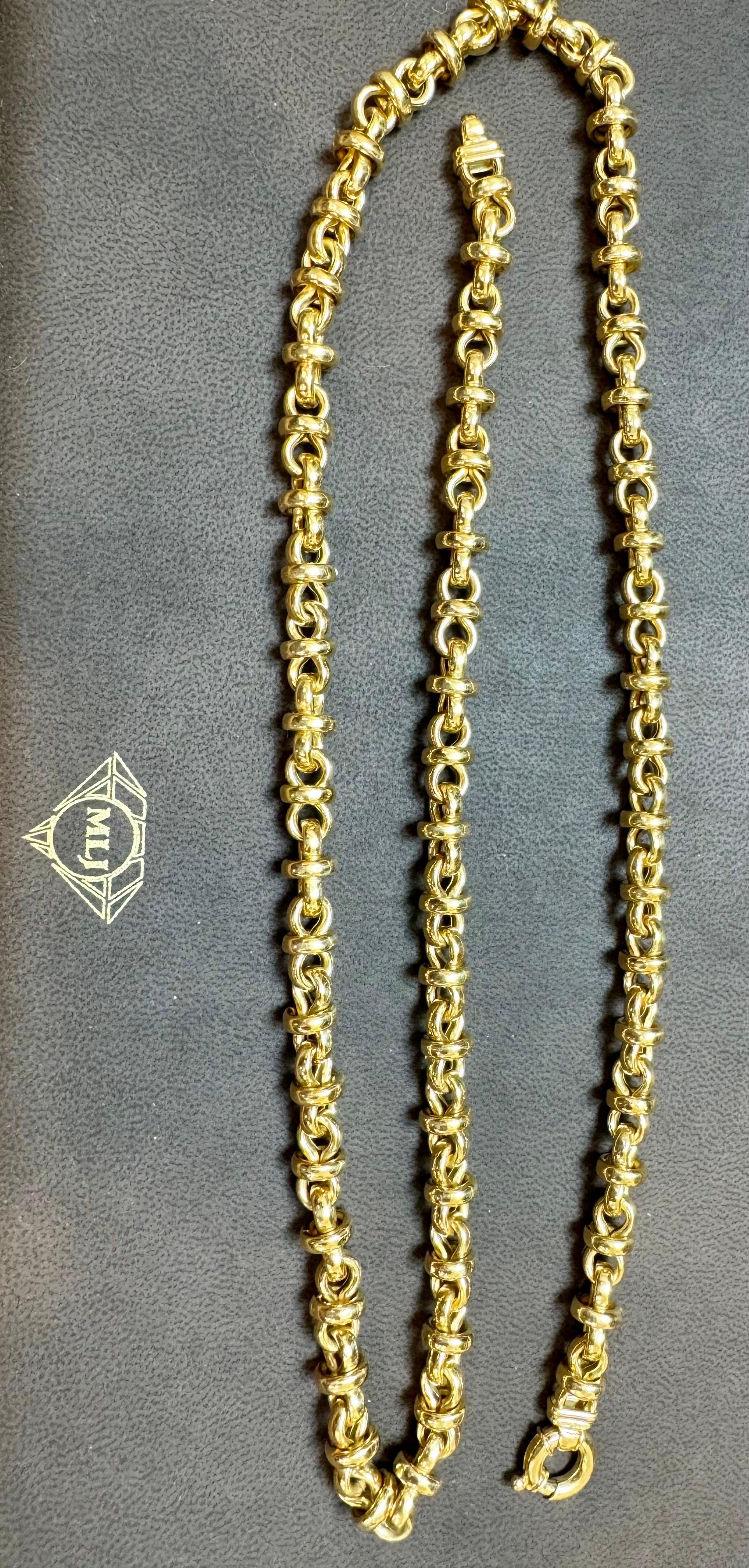 da uomo o donna Vintage in oro giallo 14 carati 61,8 gm, Looping  Catena, 8,82 mm Collana, 30