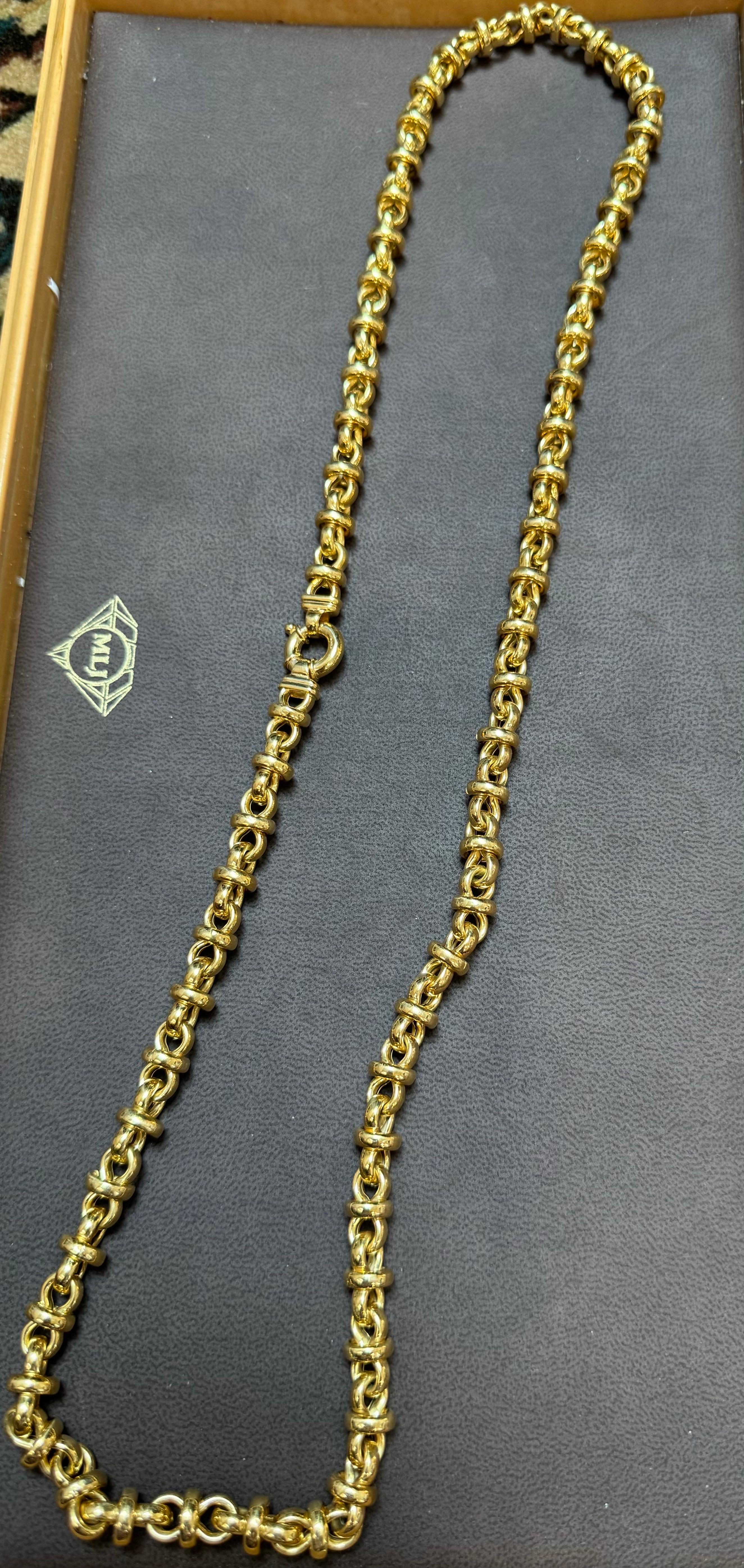 Vintage in oro giallo 14 carati 61,8 gm, Looping  Catena, 8,82 mm Collana, 30