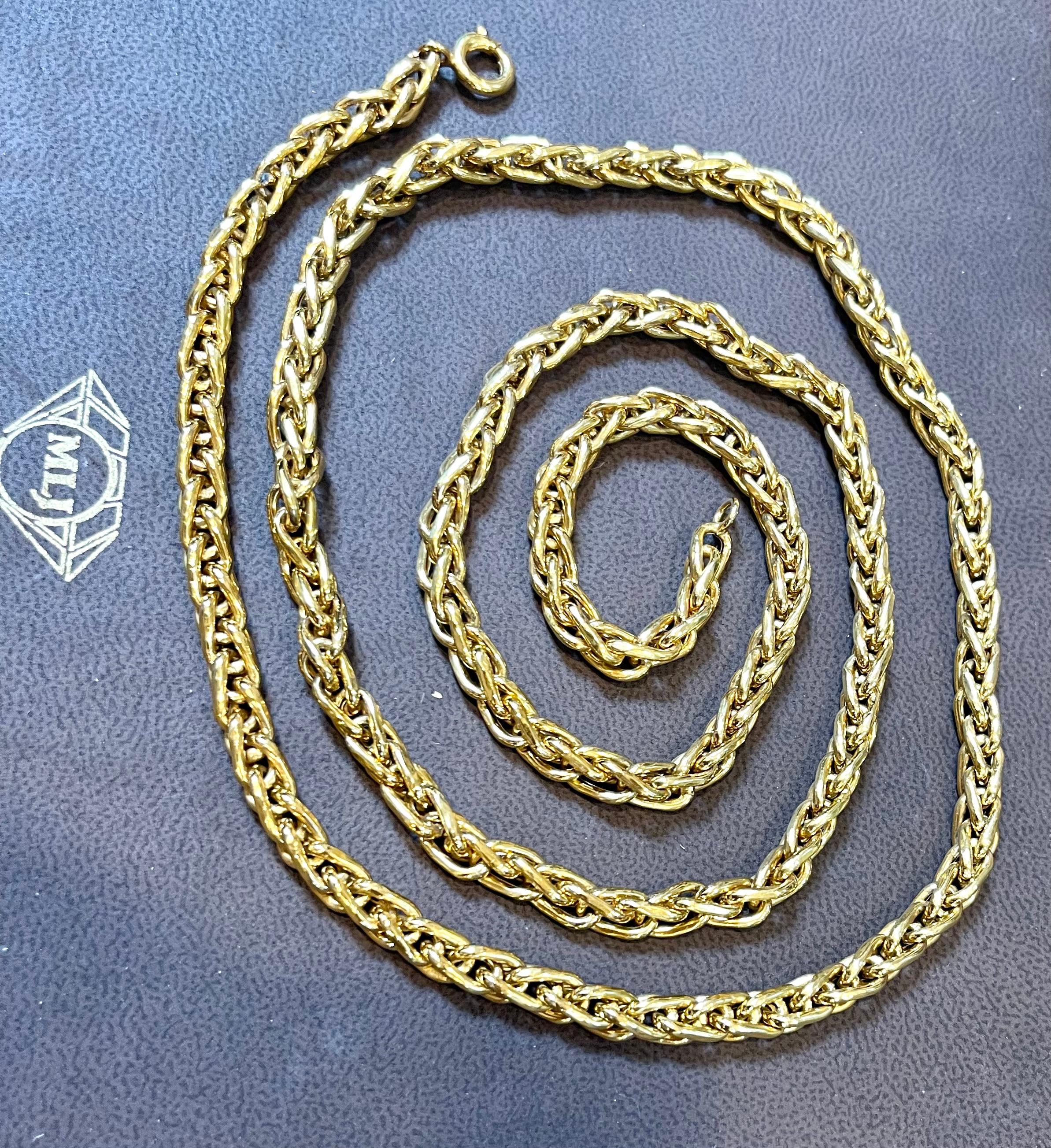 Vintage 14 Karat Yellow Gold 70 Gm, Wheat Chain Necklace Opera Length 34 Inch
6 MM wide
34 