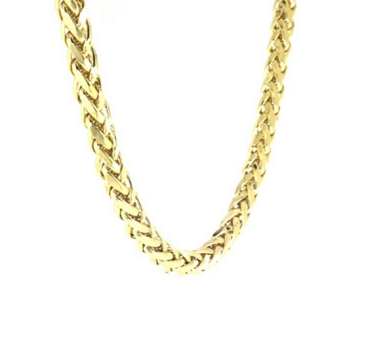 Vintage 14 Karat Yellow Gold 70 Gm, Wheat Chain Necklace Opera In Excellent Condition In New York, NY
