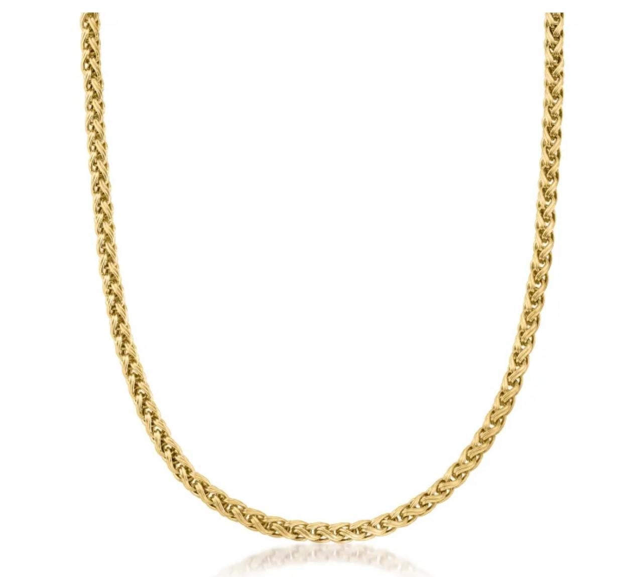 Vintage 14 Karat Yellow Gold 70 Gm, Wheat Chain Necklace Opera 1