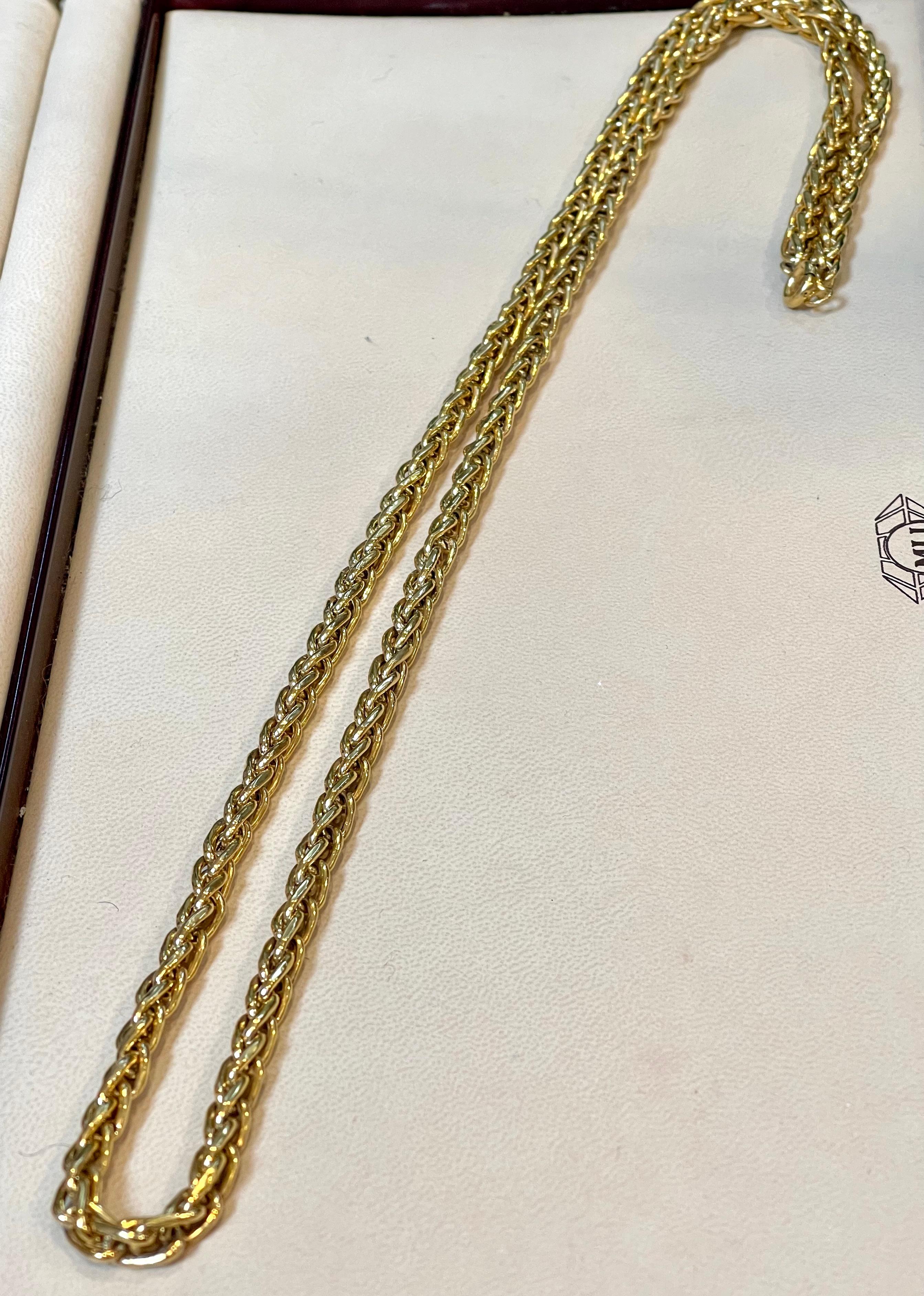 Vintage 14 Karat Yellow Gold 70 Gm, Wheat Chain Necklace Opera 2