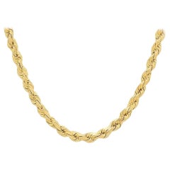 Vintage 14 Karat Yellow Gold 9 Gm Rope Chain, Long, Italian Make