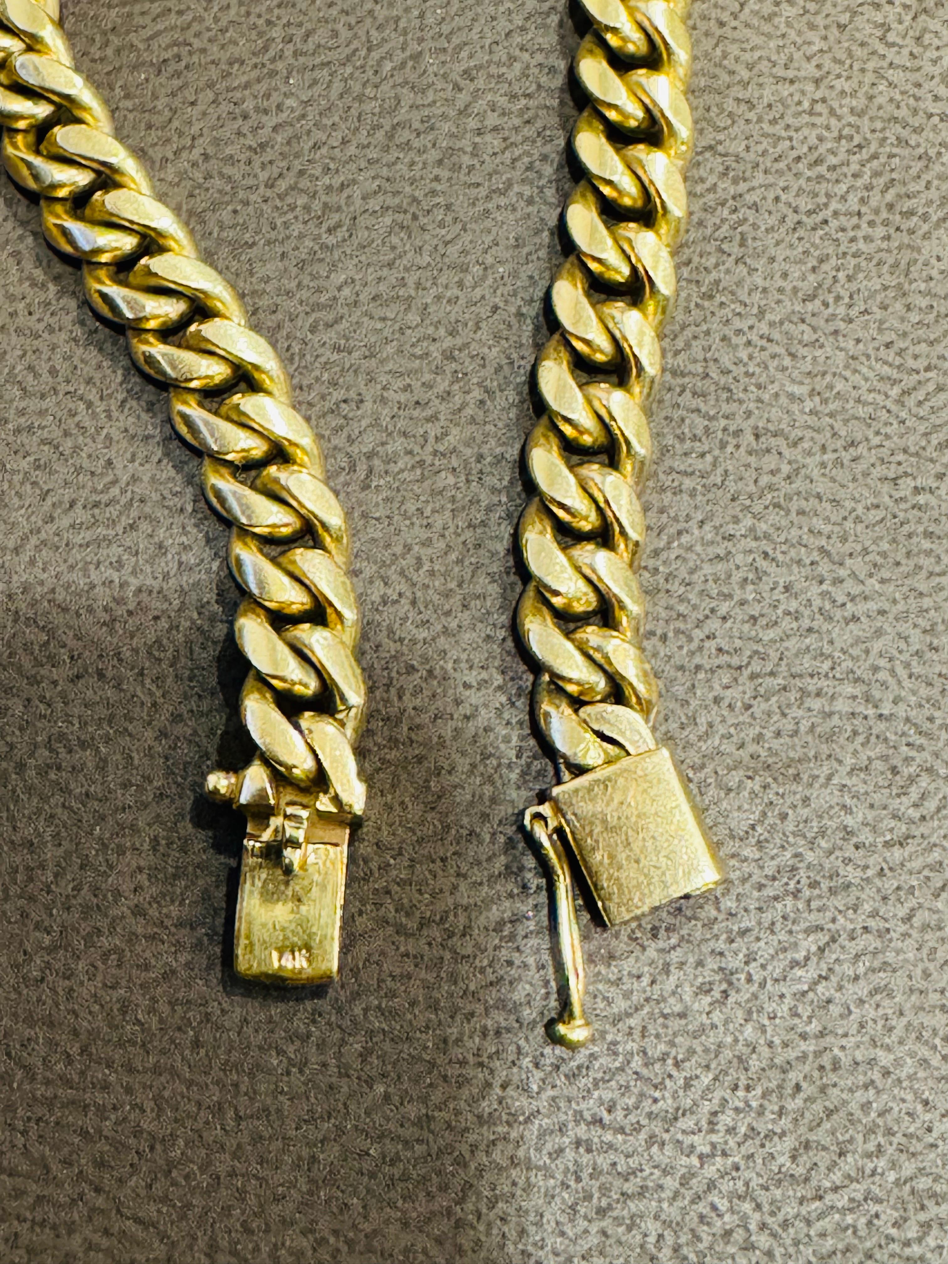 Catena vintage in oro giallo 14 carati 96,7 gm Miami Cuban Link, Unisex, 20