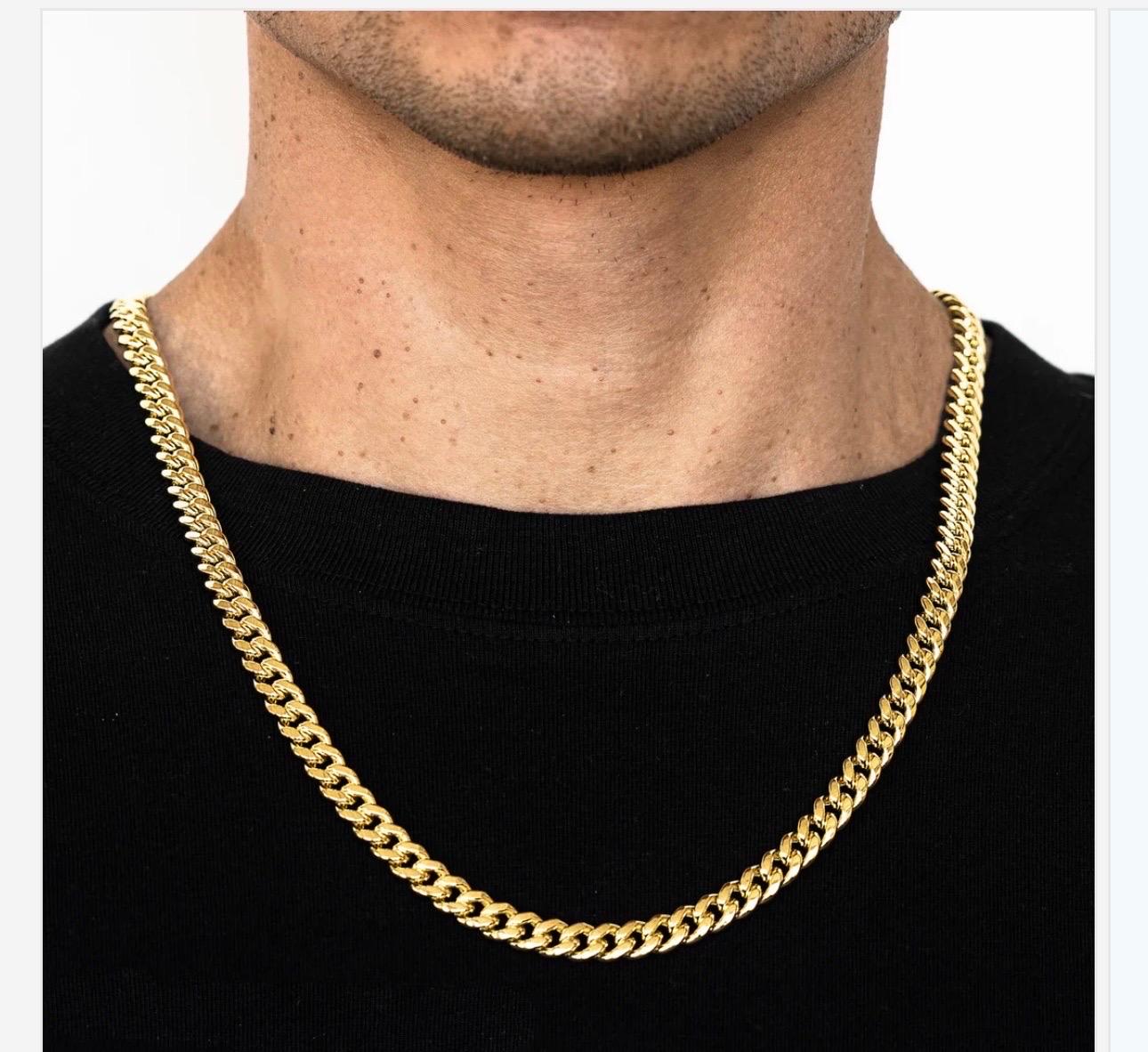 Catena vintage in oro giallo 14 carati 96,7 gm Miami Cuban Link, Unisex, 20