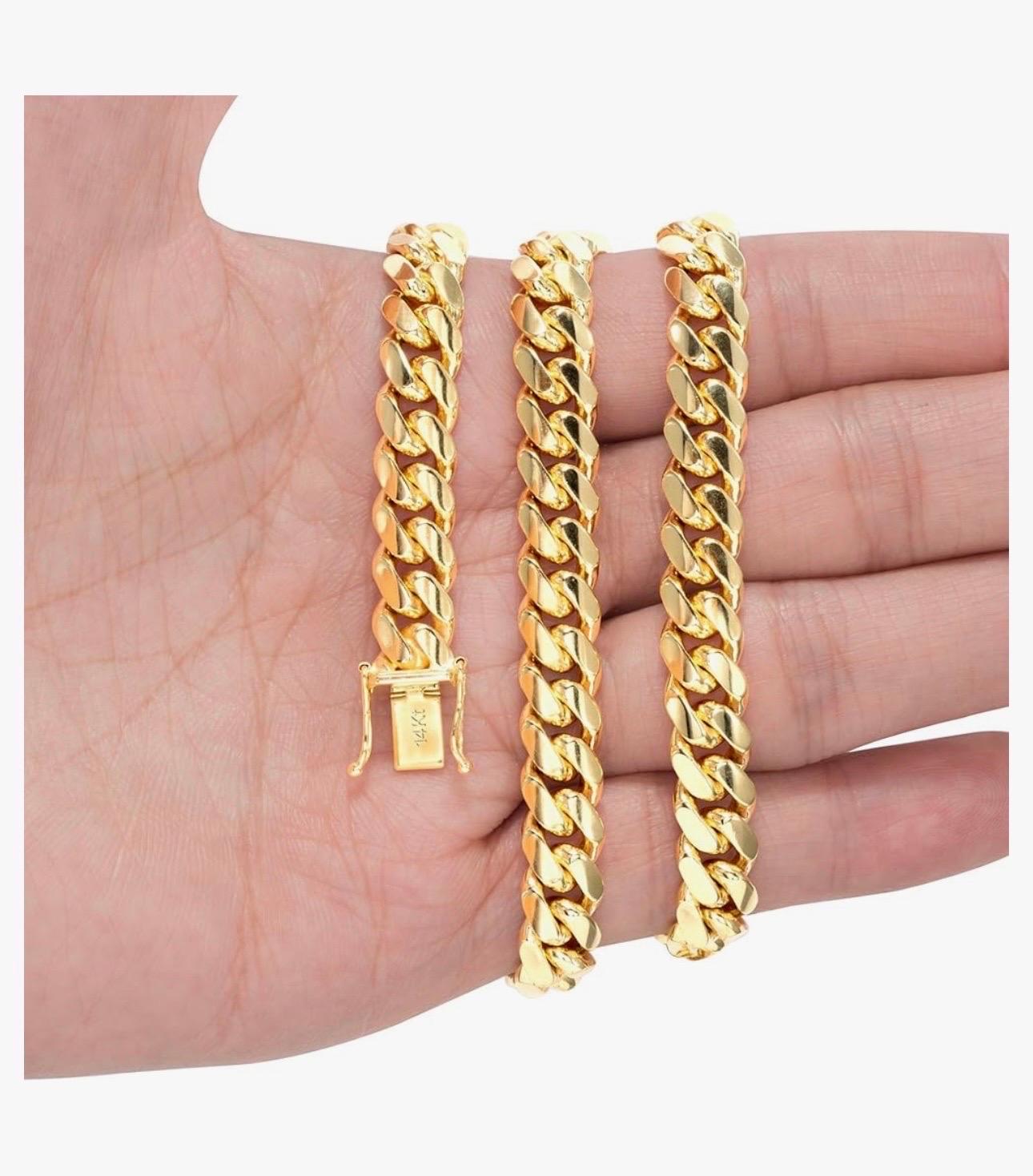 Catena vintage in oro giallo 14 carati 96,7 gm Miami Cuban Link, Unisex, 20