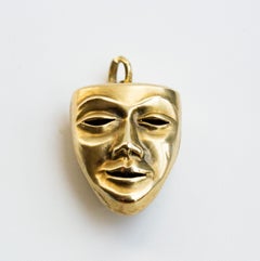 Vintage 14 Karat Yellow Gold Actor's Mask Bracelet Charm