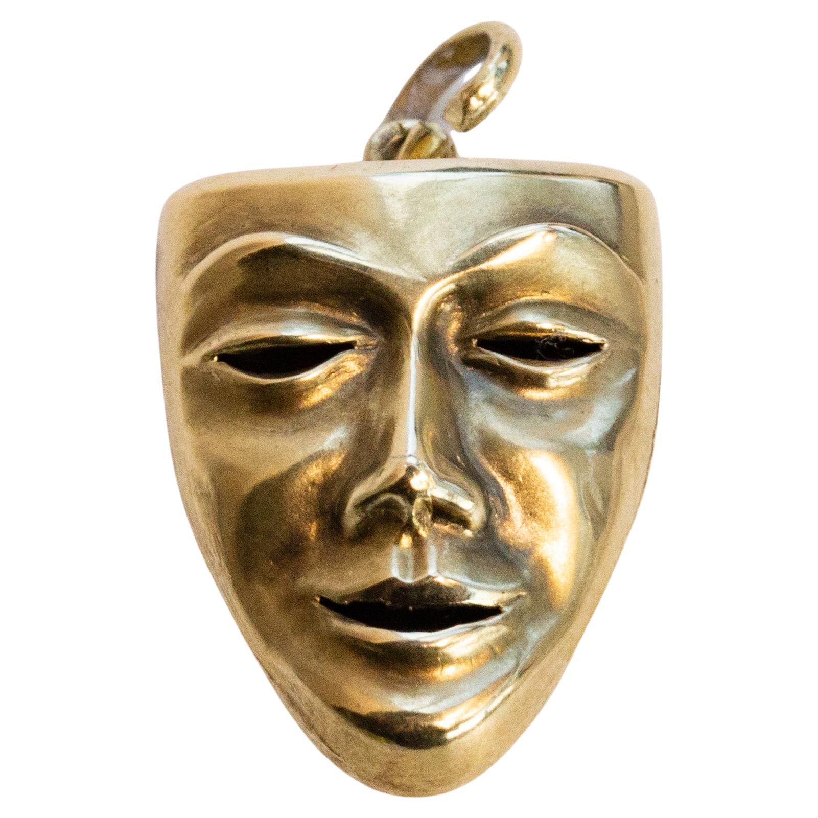 Vintage 14 Karat Gelbgold Actor's Mask Armband Charme