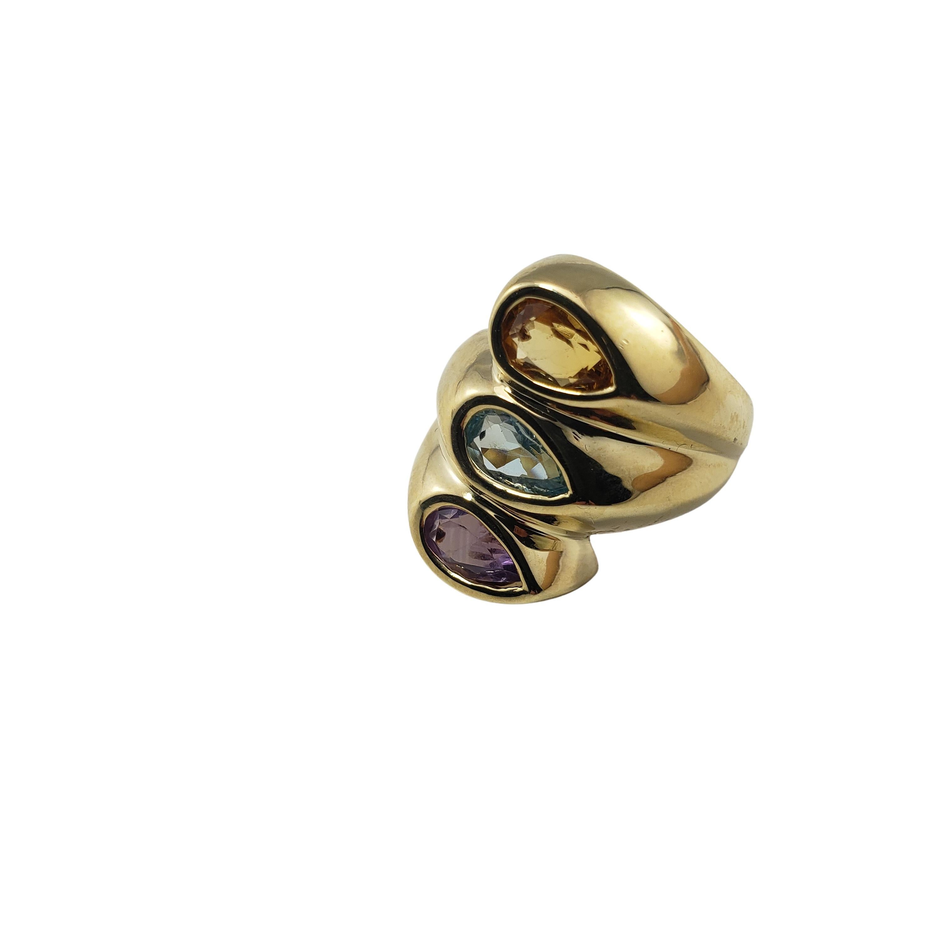 Pear Cut Vintage 14 Karat Yellow Gold Amethyst and Topaz Ring