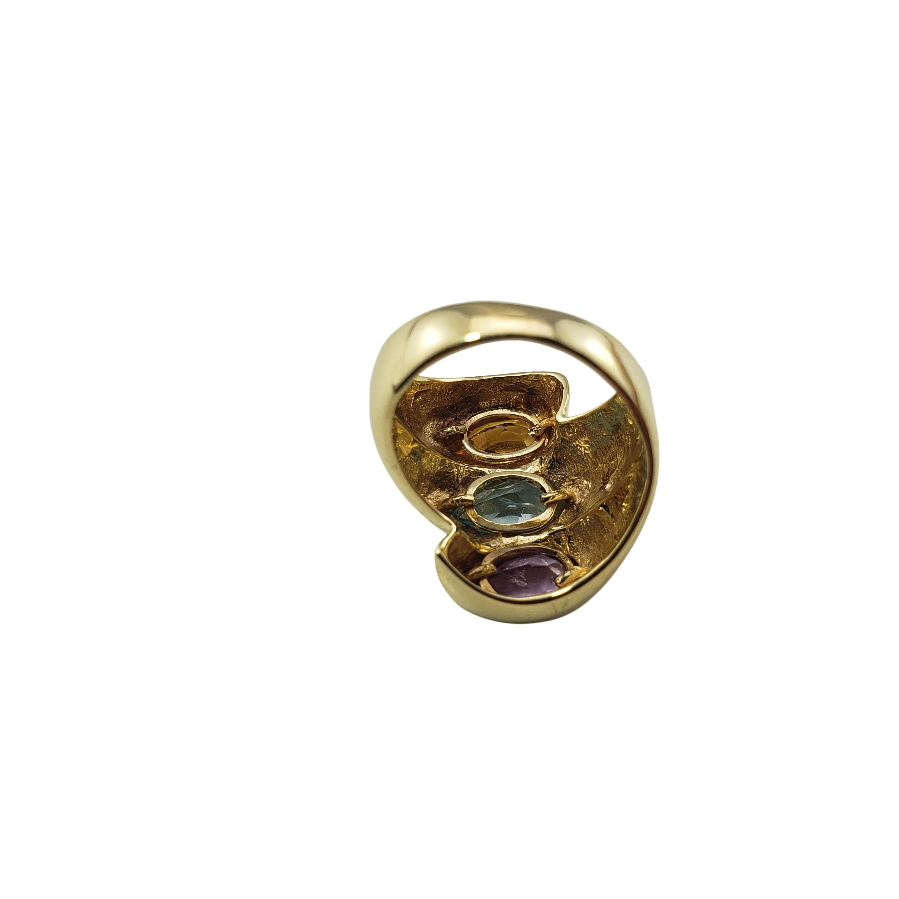 Women's Vintage 14 Karat Yellow Gold Amethyst and Topaz Ring