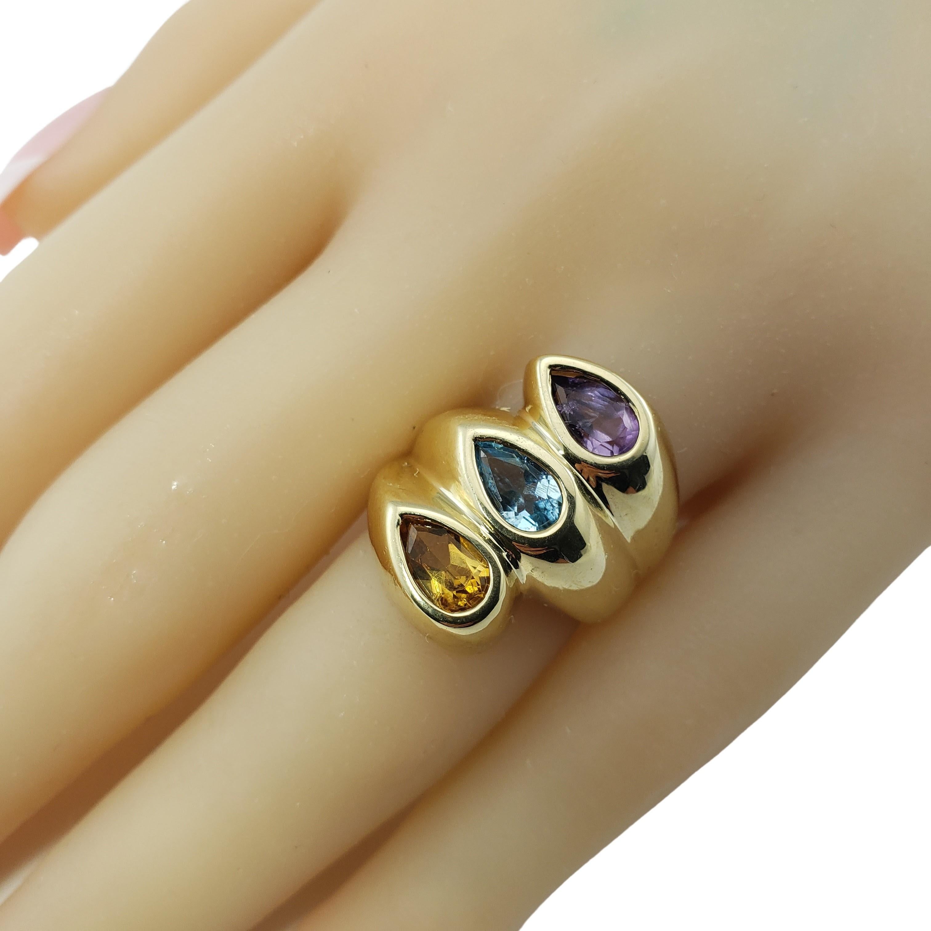 Vintage 14 Karat Yellow Gold Amethyst and Topaz Ring 3