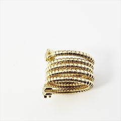 Vintage 14 Karat Yellow Gold and Diamond Coil Wrap Ring