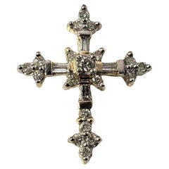 Pendentif croix vintage en or jaune 14 carats et diamants n° 15298