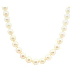 Vintage 14 Karat Yellow Gold and Diamond Cultured Pearl Necklace 1980s