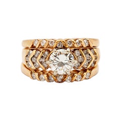 Vintage 14 Karat Yellow Gold and Diamond Engagement Ring