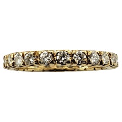 Anello a fascia per l'eternità vintage in oro giallo 14 carati e diamanti