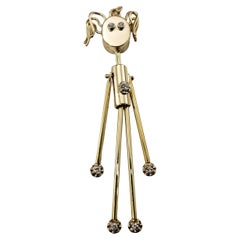 14 Karat Yellow Gold and Diamond Girl Pendant