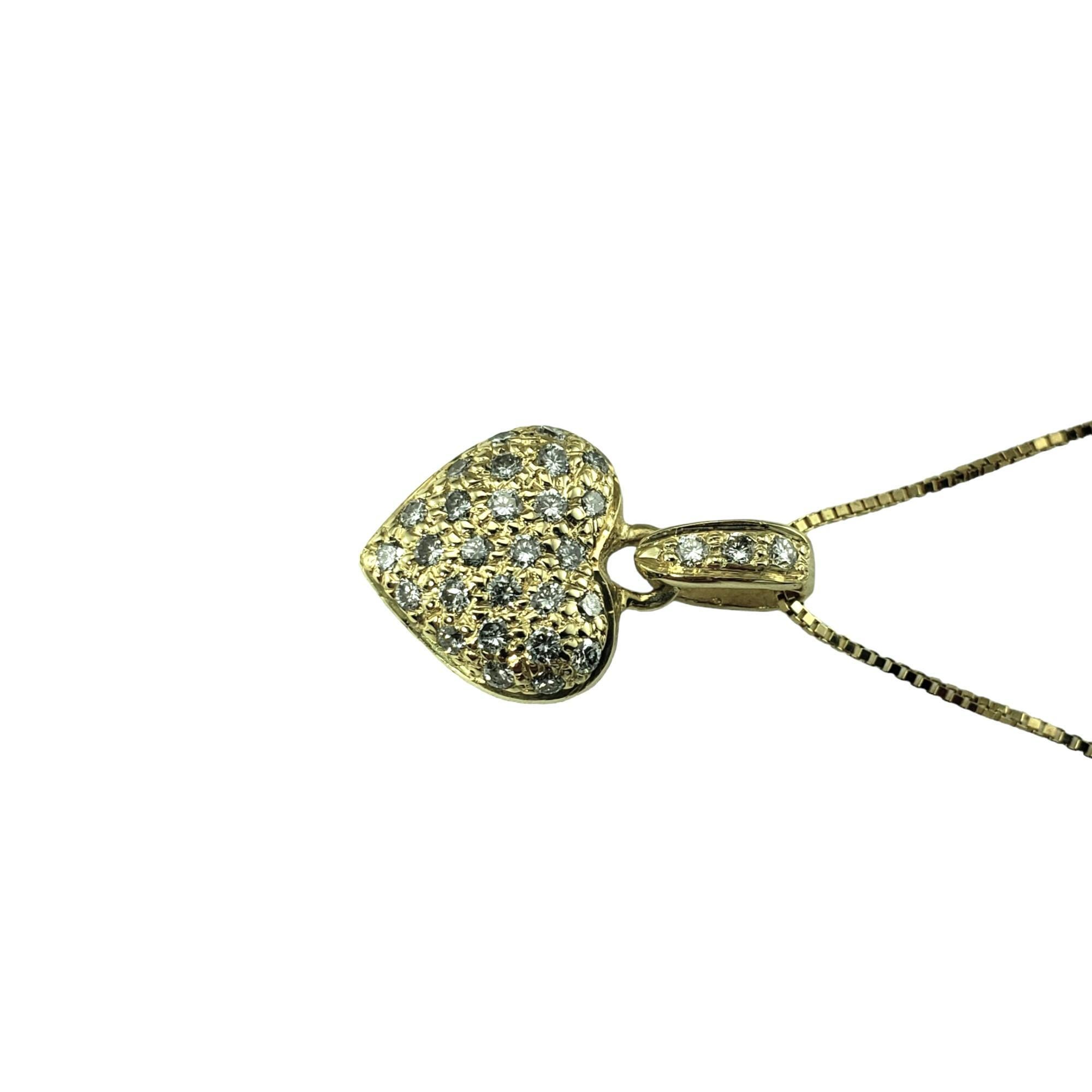 Vintage 14 Karat Yellow Gold and Diamond Heart Pendant Necklace #15300 In Good Condition For Sale In Washington Depot, CT
