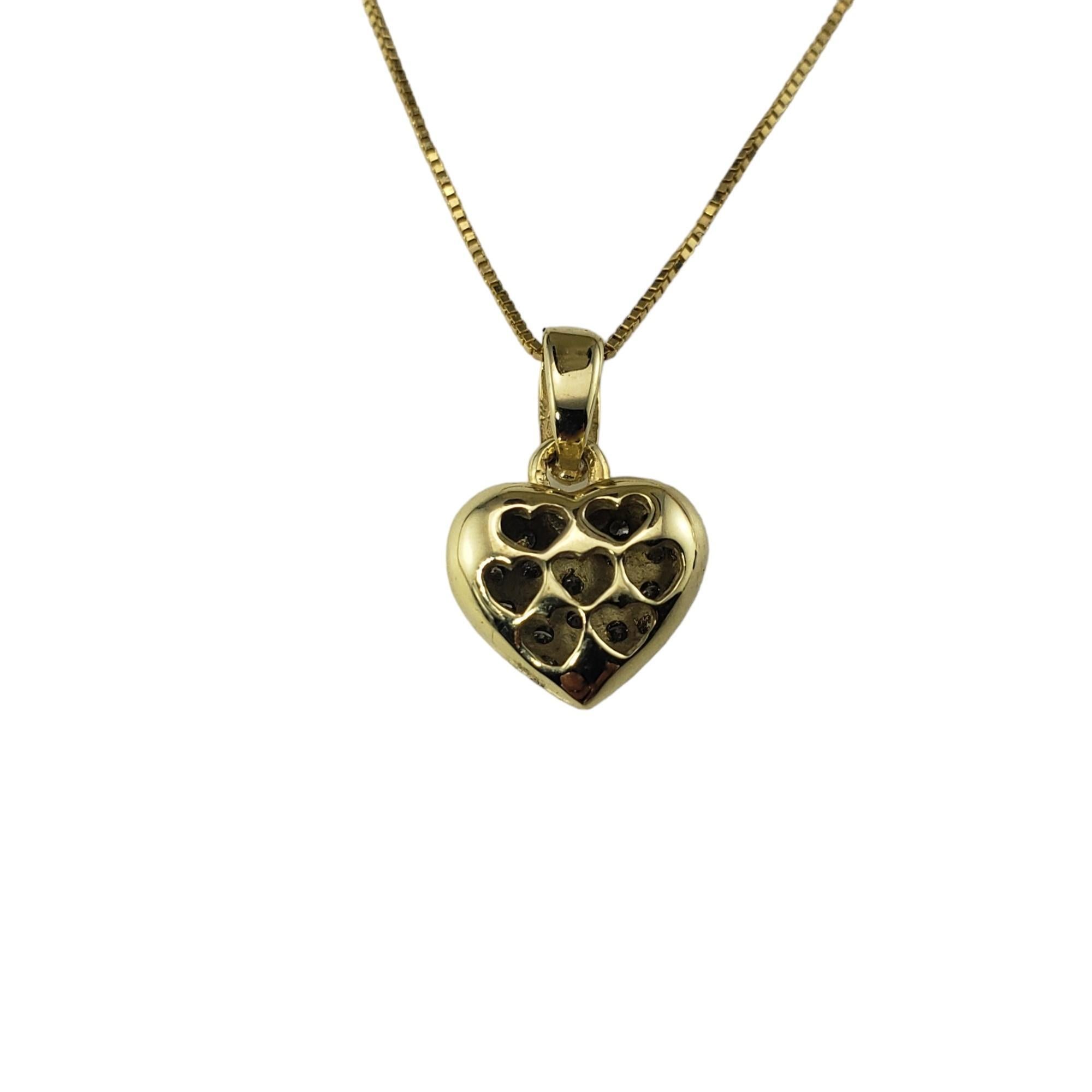 Women's or Men's Vintage 14 Karat Yellow Gold and Diamond Heart Pendant Necklace #15300 For Sale