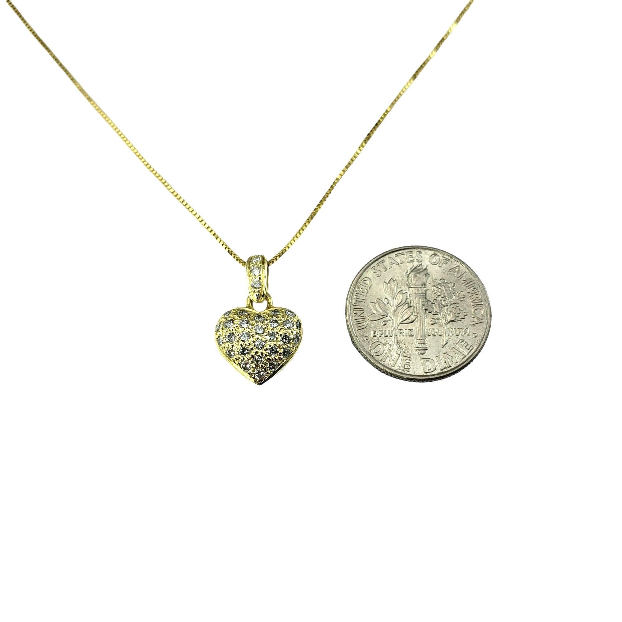 Vintage 14 Karat Yellow Gold and Diamond Heart Pendant Necklace #15300 For Sale 2