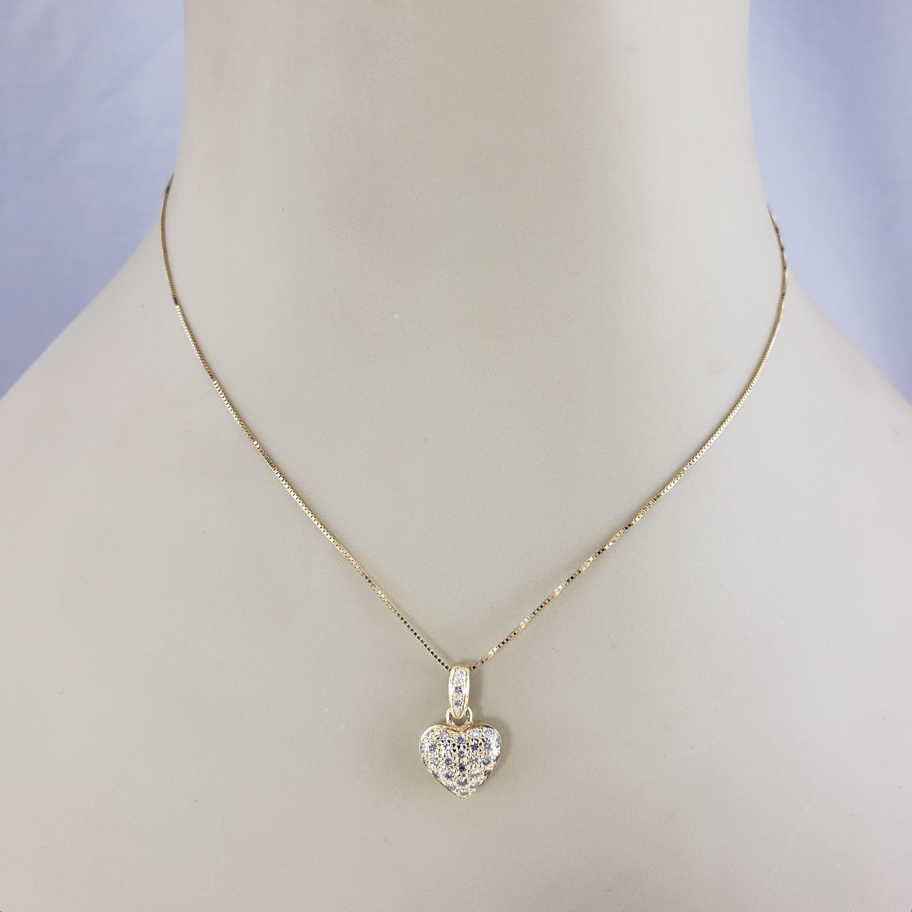 Vintage 14 Karat Yellow Gold and Diamond Heart Pendant Necklace #15300 For Sale 3
