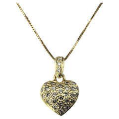 Vintage 14 Karat Yellow Gold and Diamond Heart Pendant Necklace #15300