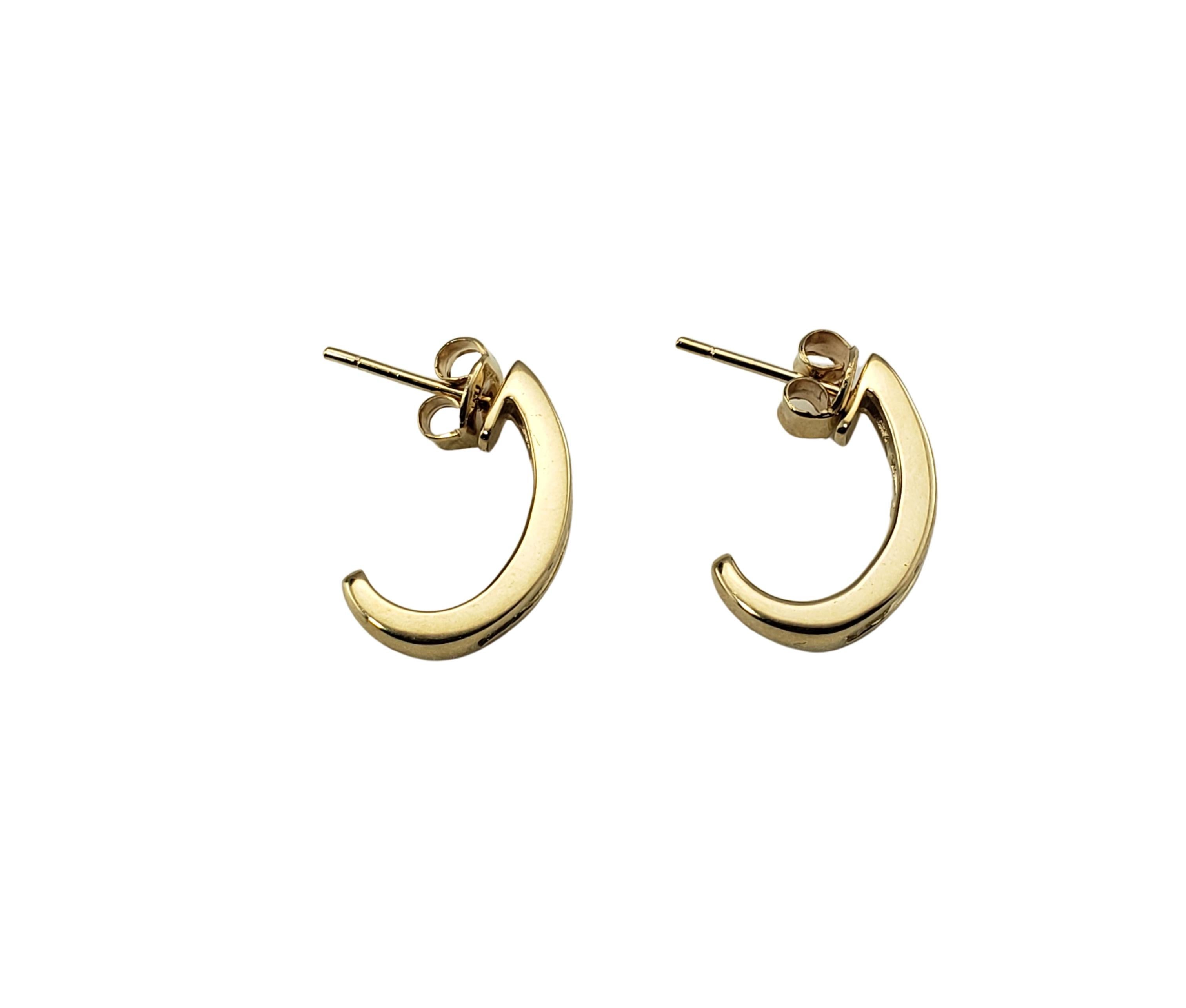 Women's Vintage 14 Karat Yellow Gold and Diamond Hoop Earrings For Sale