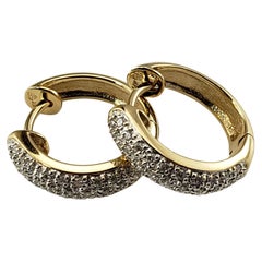 14 Karat Yellow Gold and Diamond Hoop Earrings