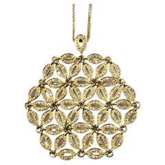  14 Karat Yellow Gold and Diamond Pendant Necklace