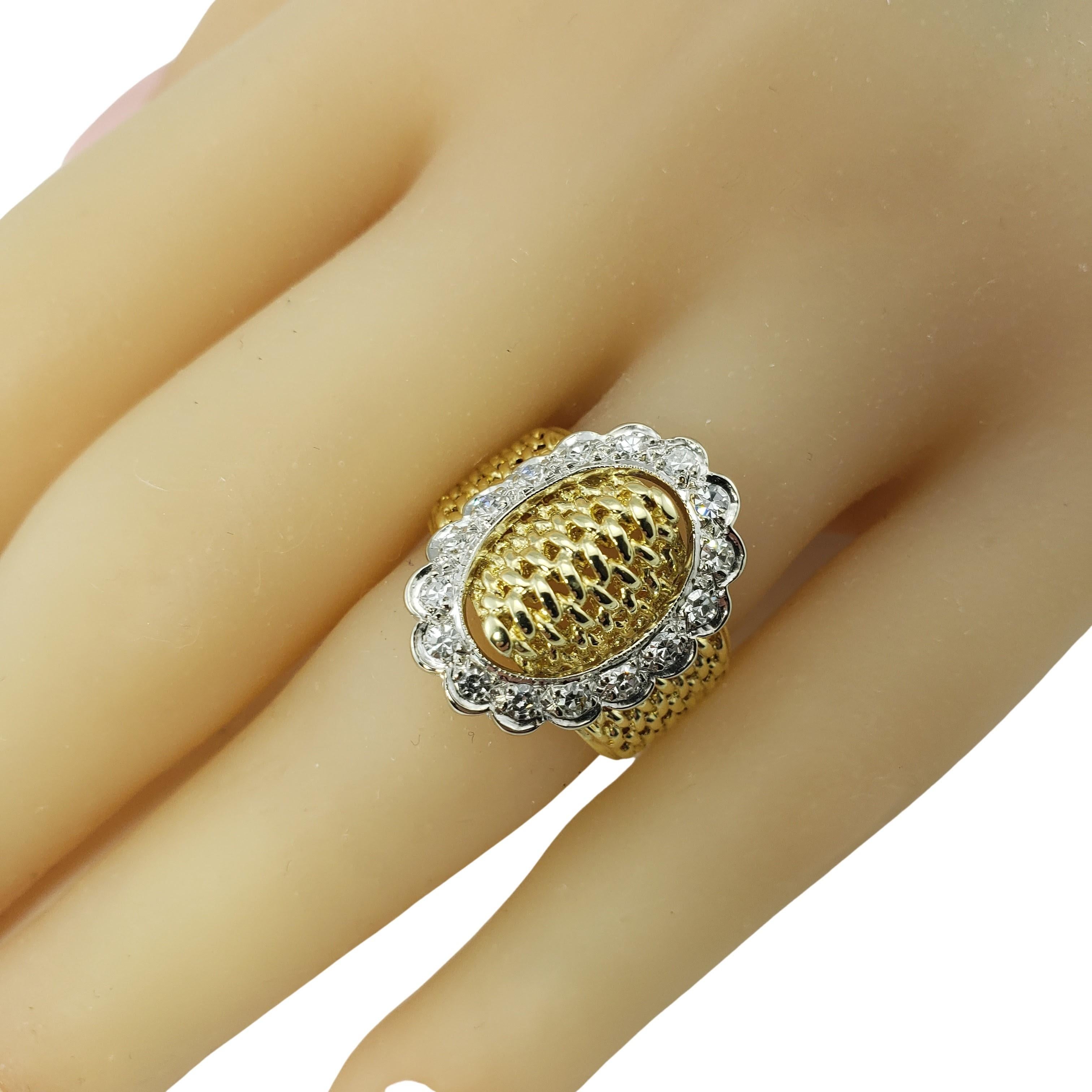 14 Karat Yellow Gold and Diamond Ring For Sale 3