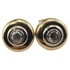 Antique 14 Karat Yellow Gold and Diamond Stud Earrings