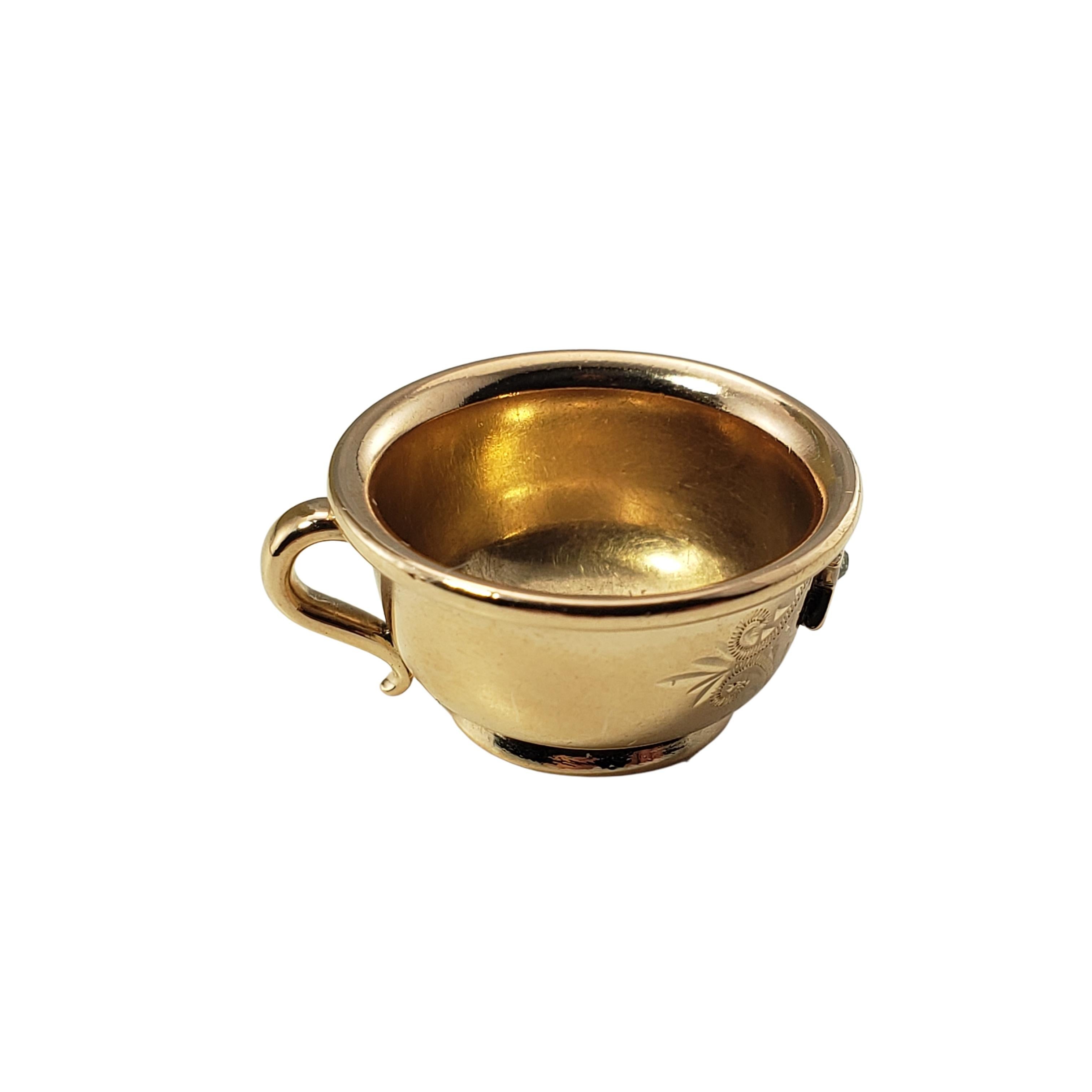 Single Cut 14 Karat Yellow Gold and Diamond Teacup Charm