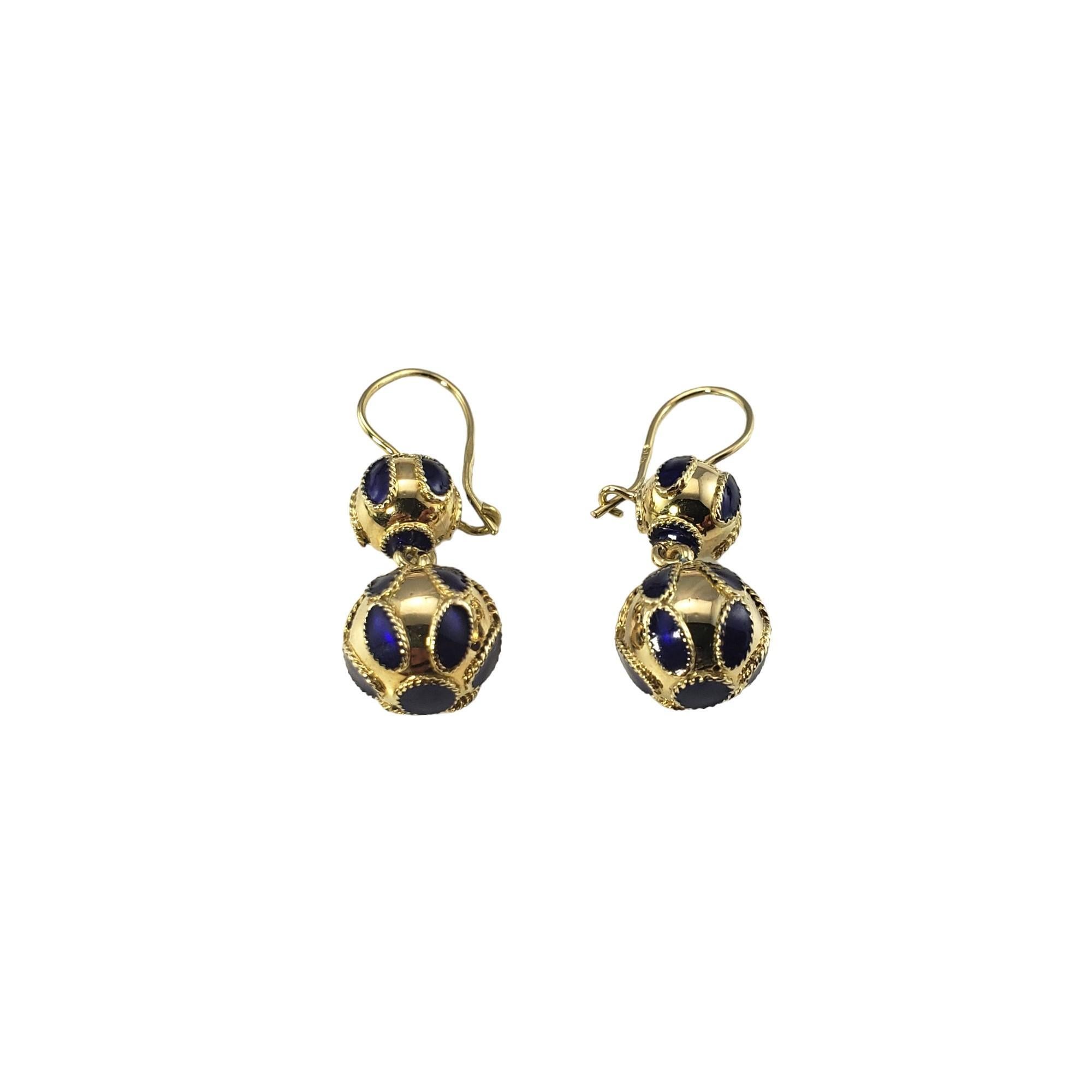Vintage 14 Karat Yellow Gold and Enamel Dangle Earrings In Good Condition In Washington Depot, CT
