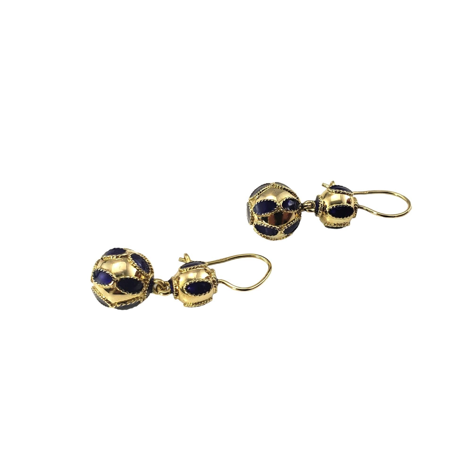 Vintage 14 Karat Yellow Gold and Enamel Dangle Earrings 1